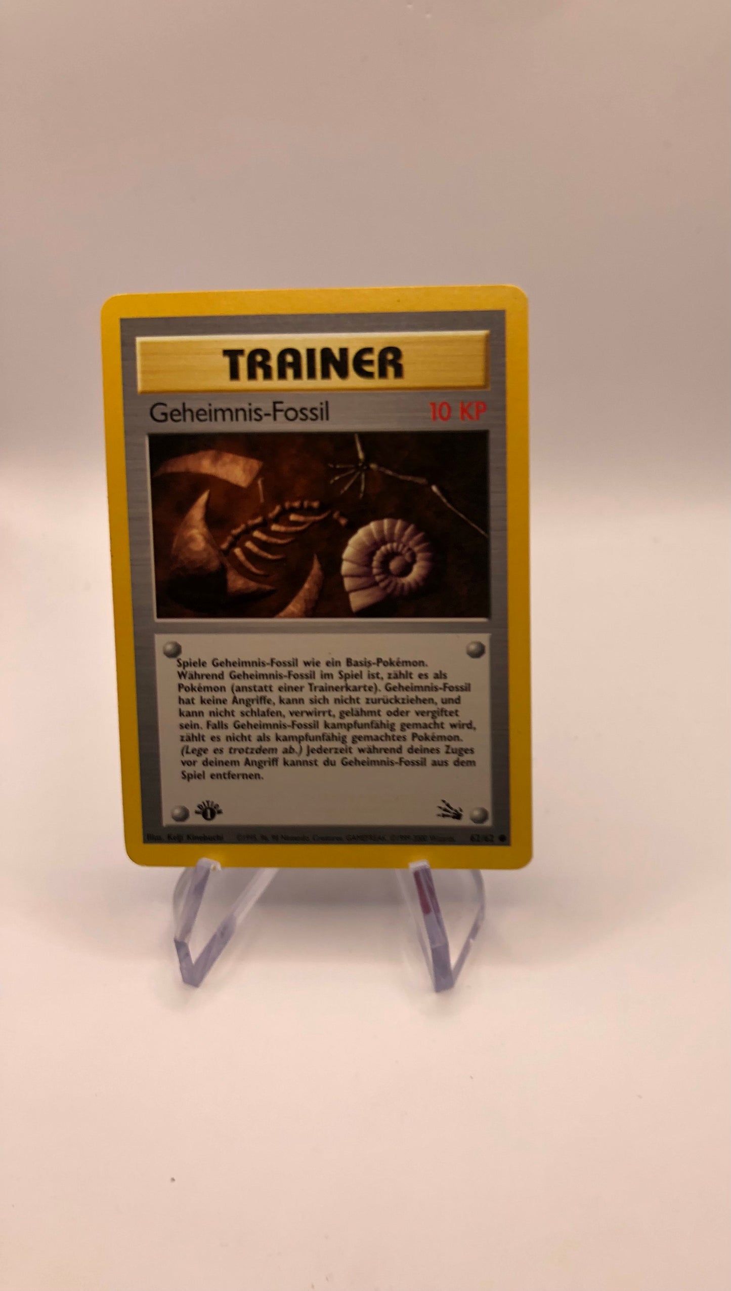 Pokemon Karte Fossil 1.Edition Trainer Geheimnis-Fossil 62/62 Deutsch