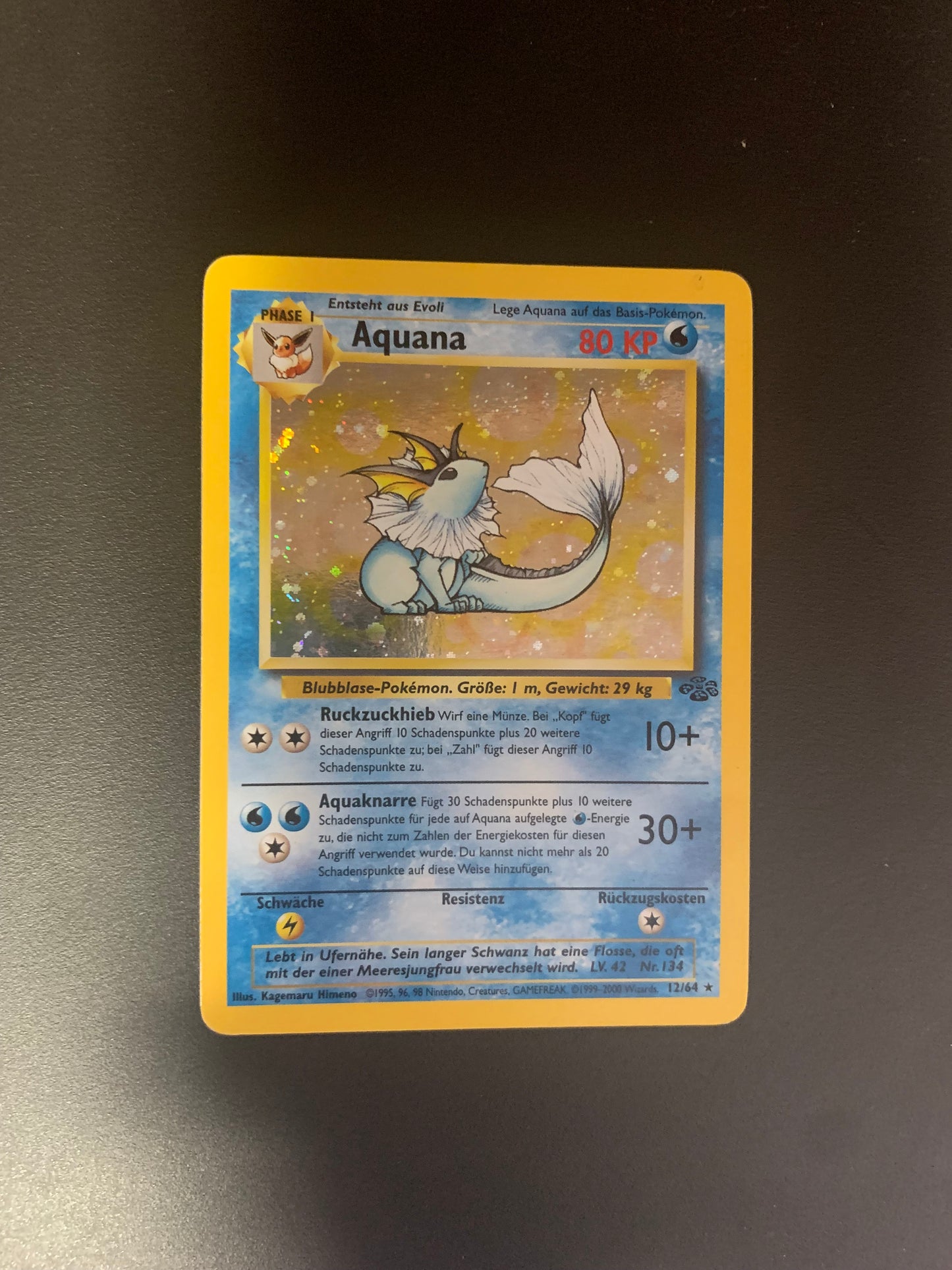 Pokemon Karte Jungel Holo Aquana 12/64 Deutsch