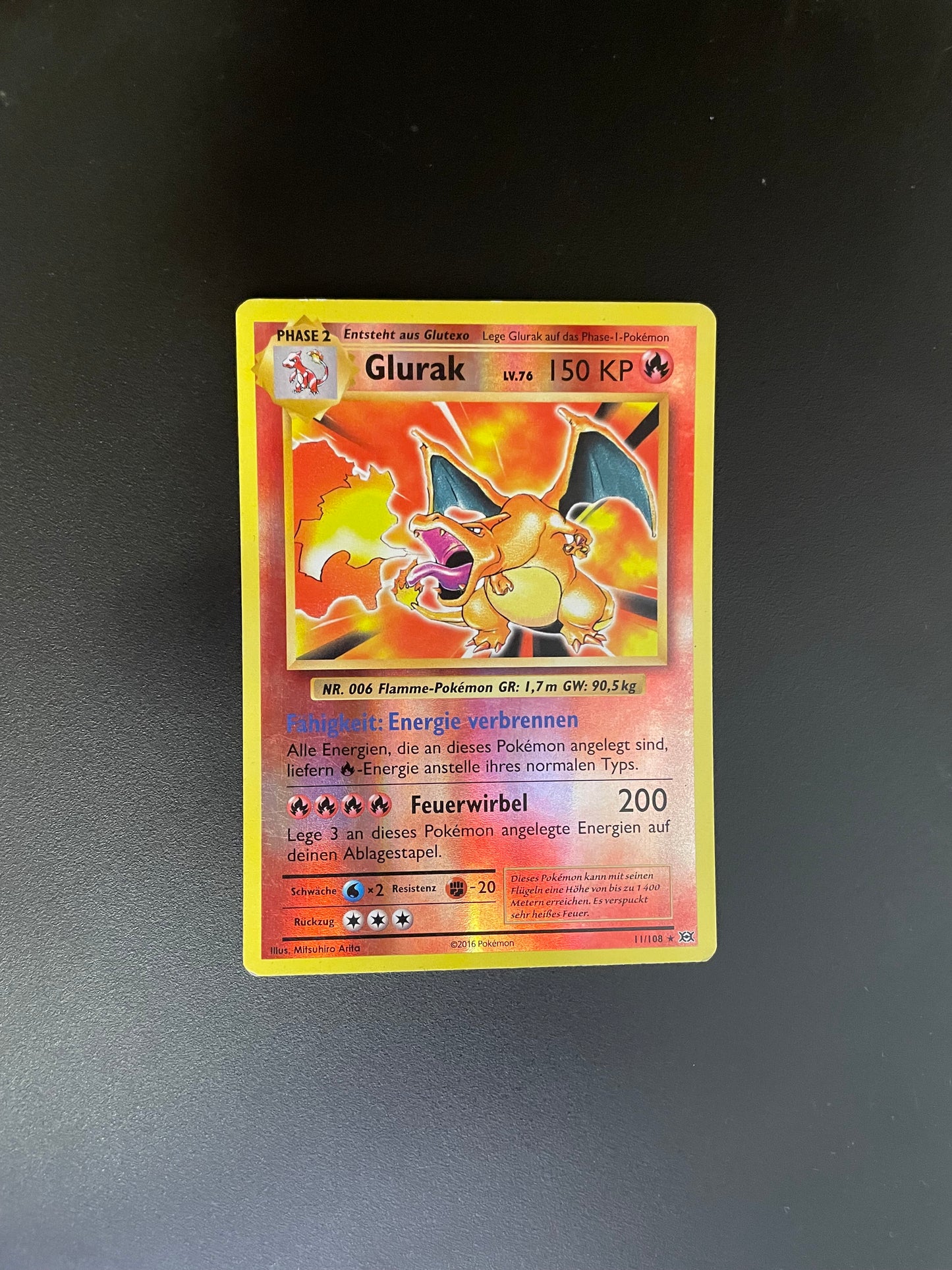 Pokemon Karte Revers Glurak 11/108 Deutsch