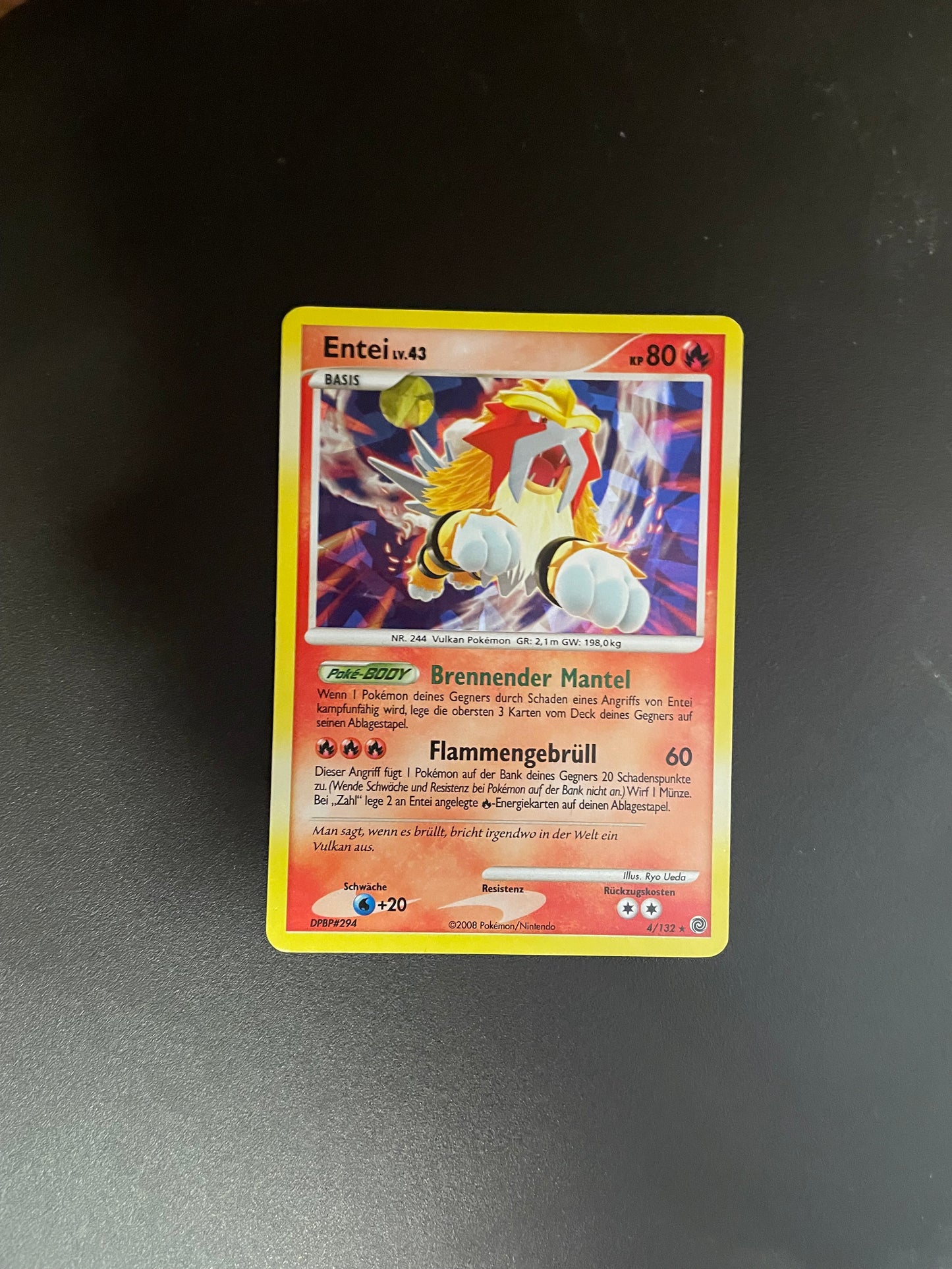 Pokémon Karte Holo Entei 4/132 Deutsch