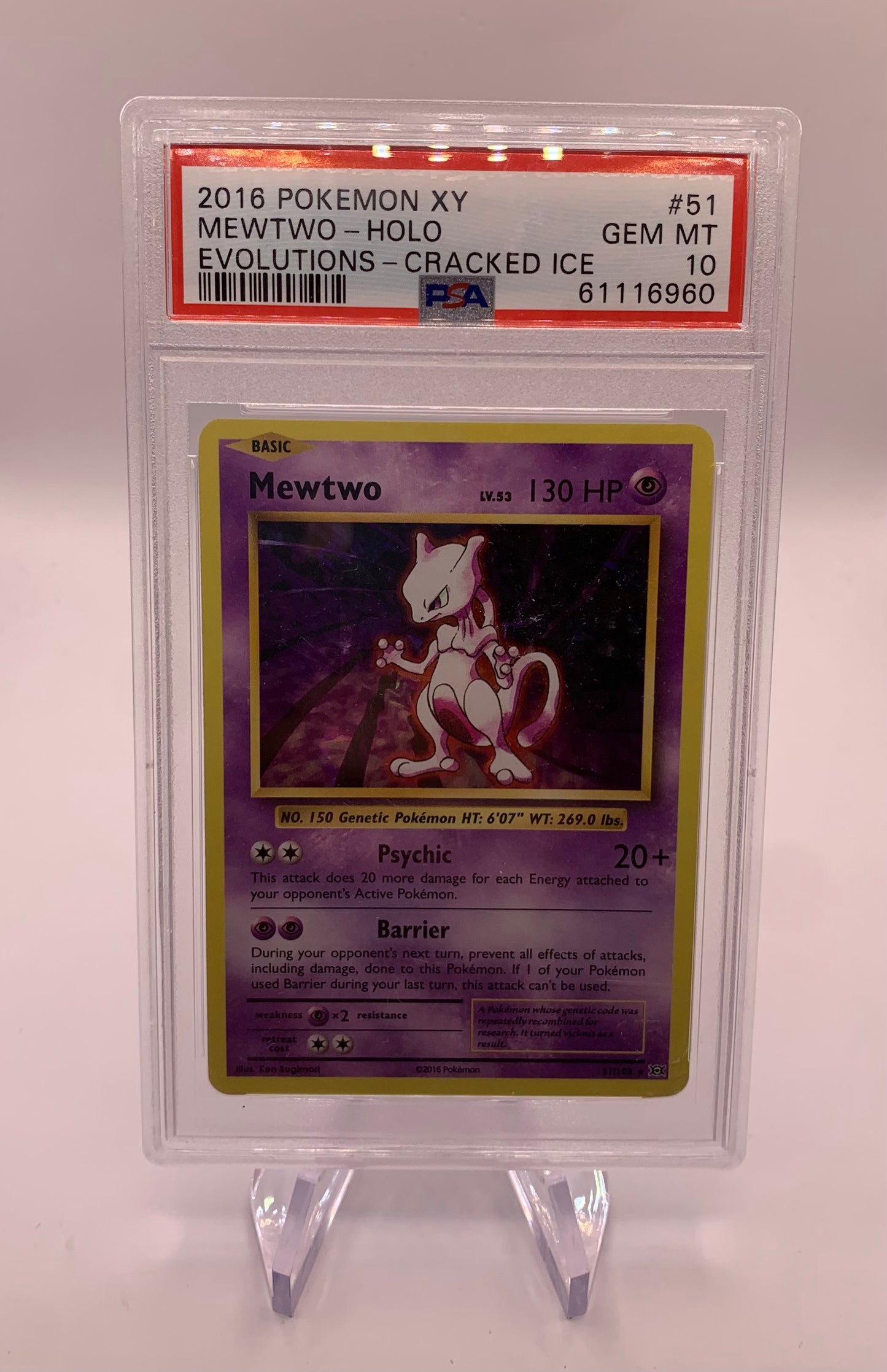 Pokemon Karte Holo Psa 10 Mewtu 51/108 Englisch