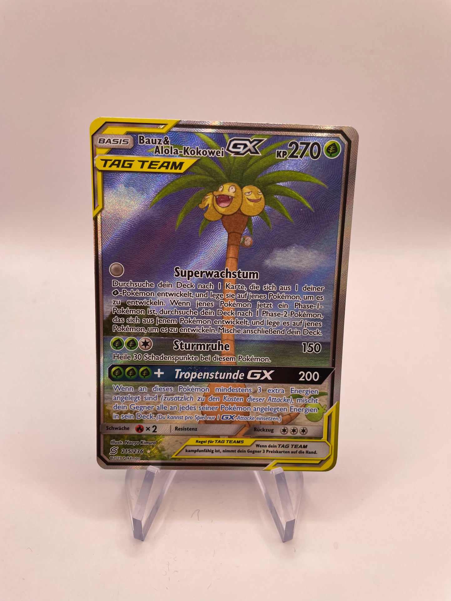 Pokemon Karte Tag Team GX Bauz&Alola-Kokowei 215/236 Deutsch