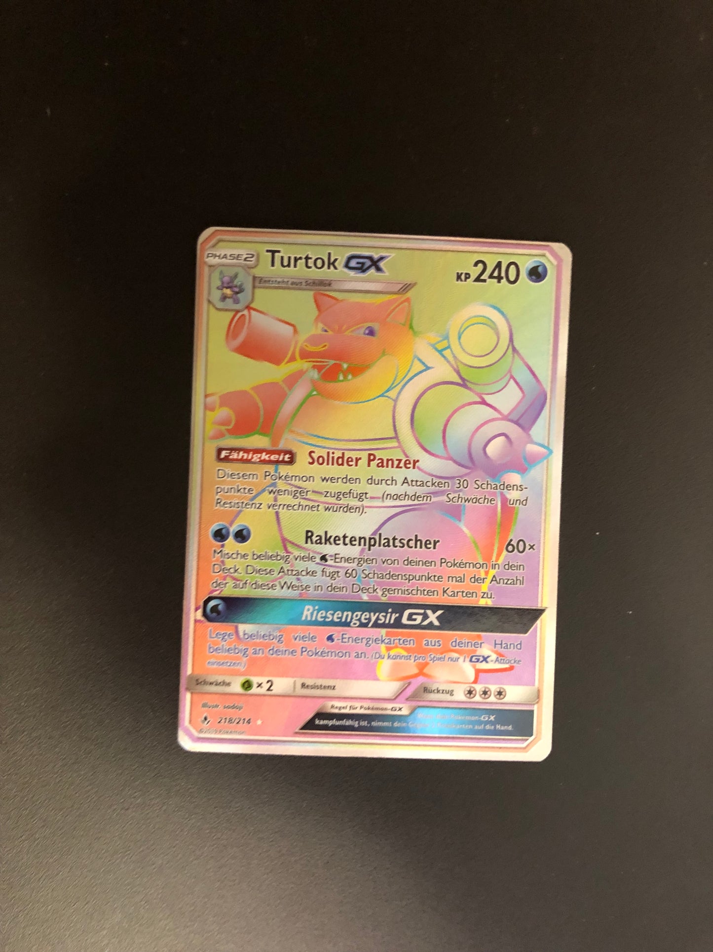 Pokemon Karten GX Rainbow Turtok 218/214 Deutsch