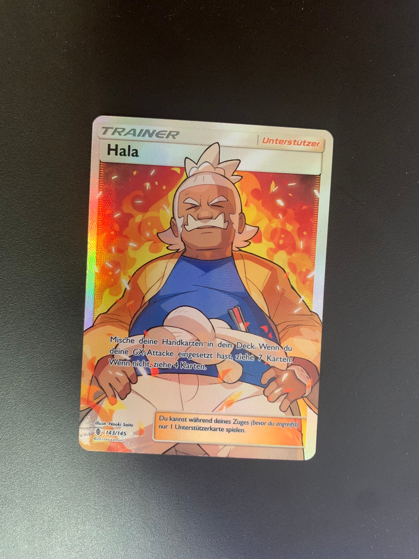 Pokemon Karte Trainer Fullart Hala 143/145 Deutsch