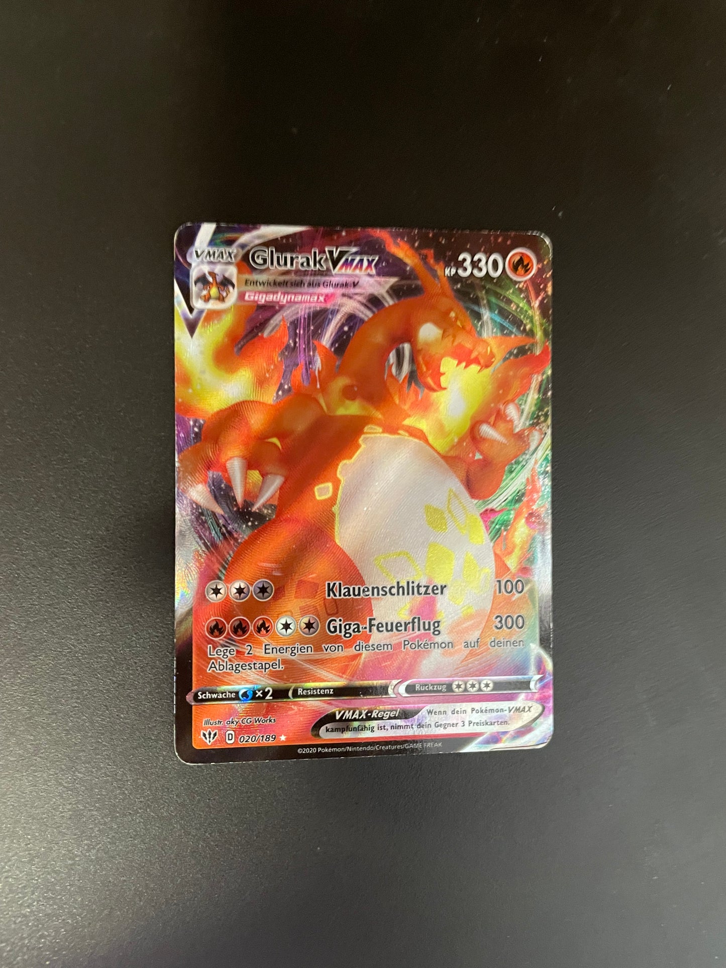 Pokemon Karte Vmax Glurak 20/189 Deutsch