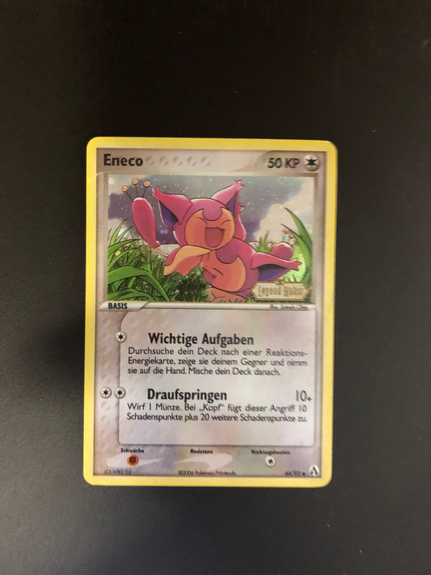Pokemon Karte Revers Stamp Eneco 64/92 Deutsch