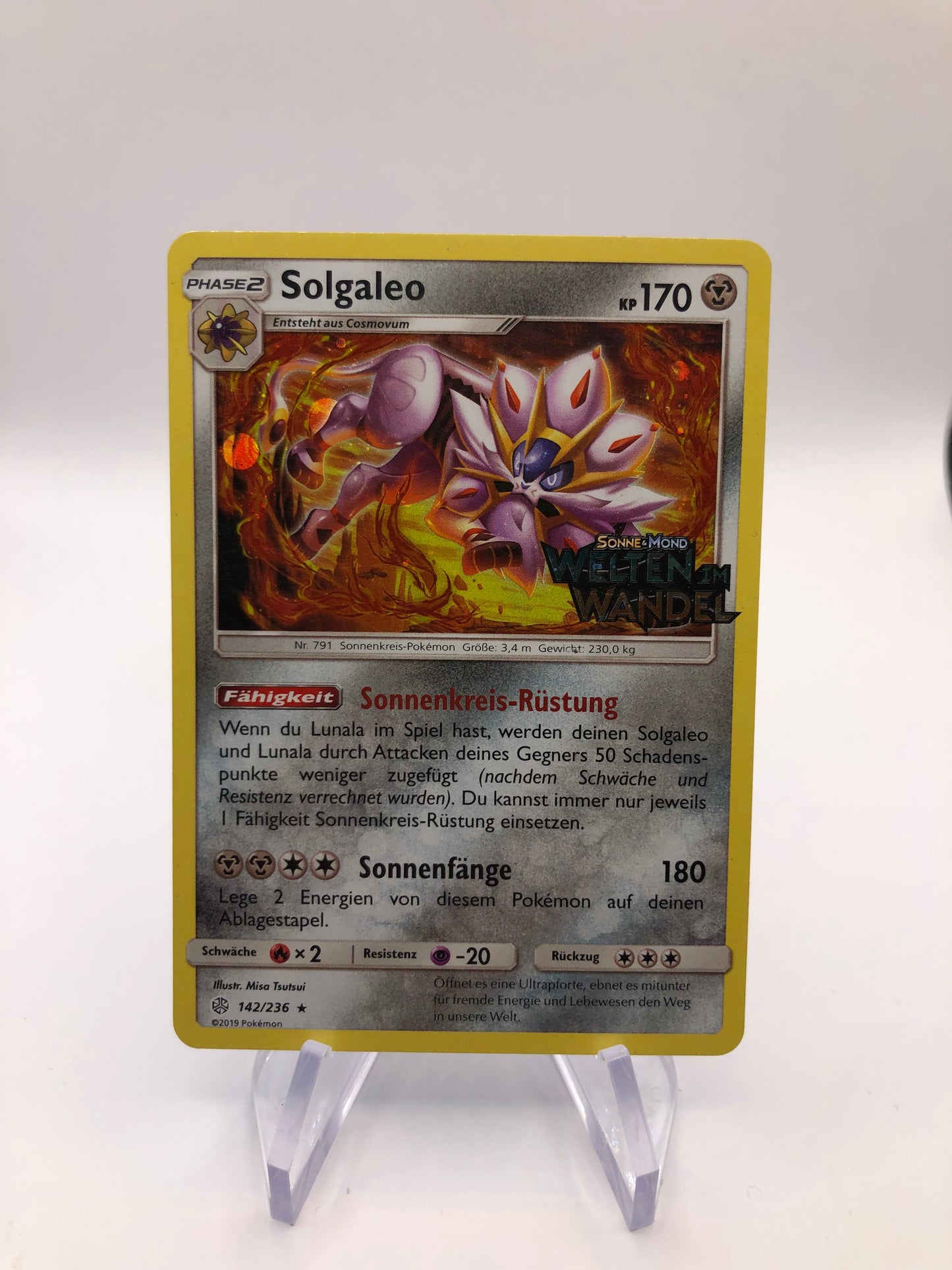Pokemon Karte Stamp Solgaleo 142/236 Deutsch