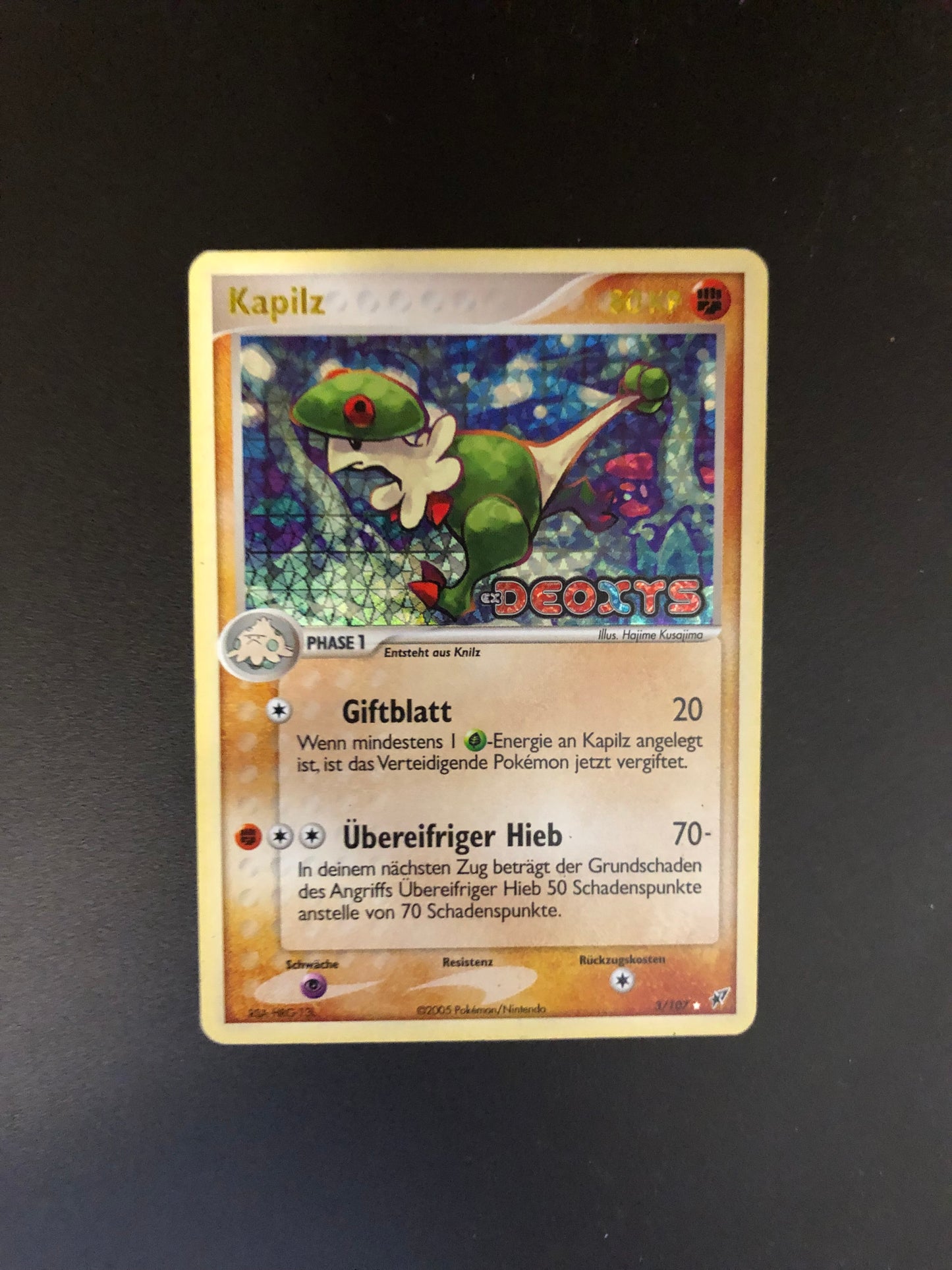 Pokemon Karte Revers Stamp Kapilz 3/107 Deutsch