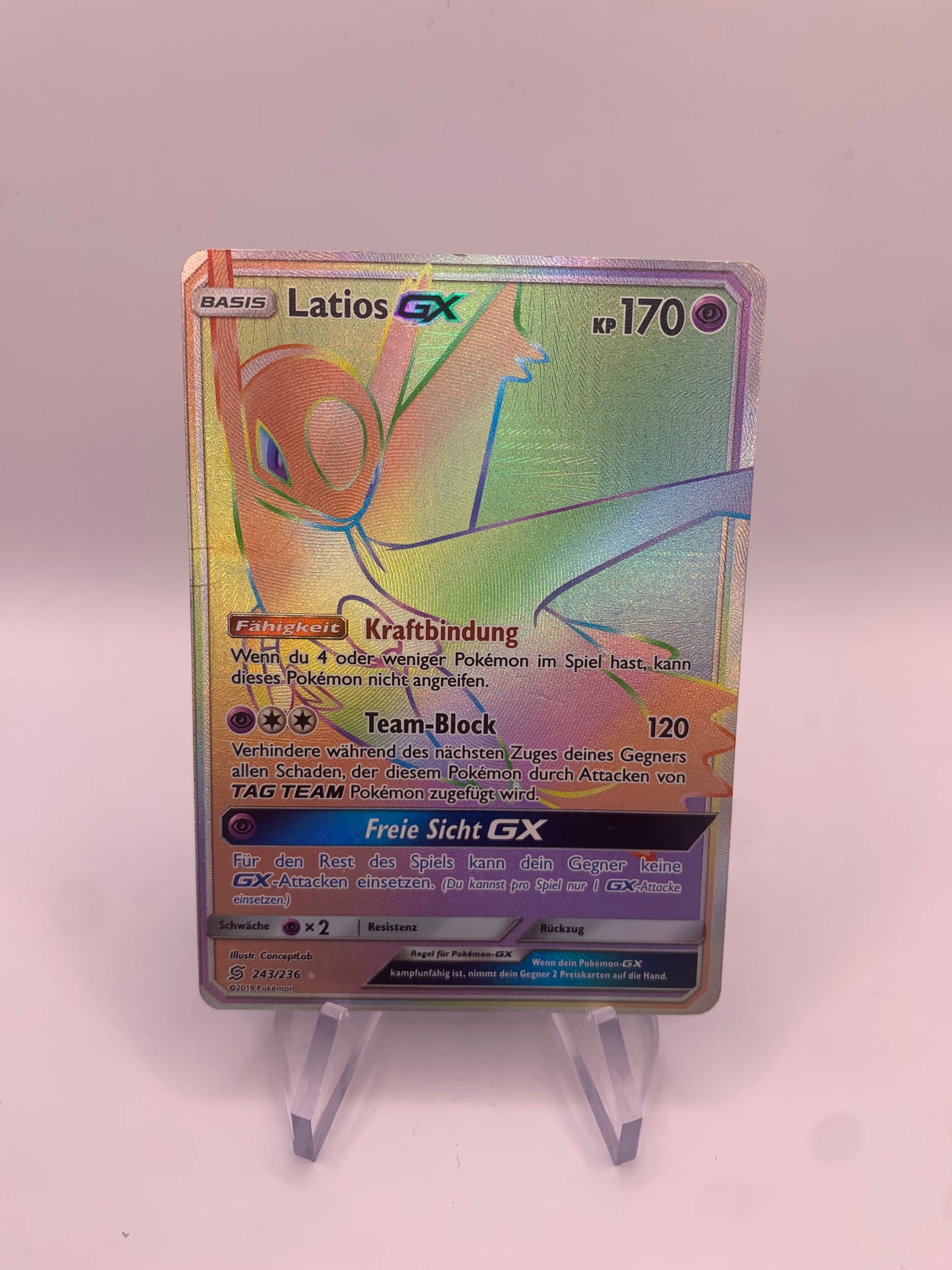 Pokemon Karte GX Rainbow Latios 243/236 Deutsch