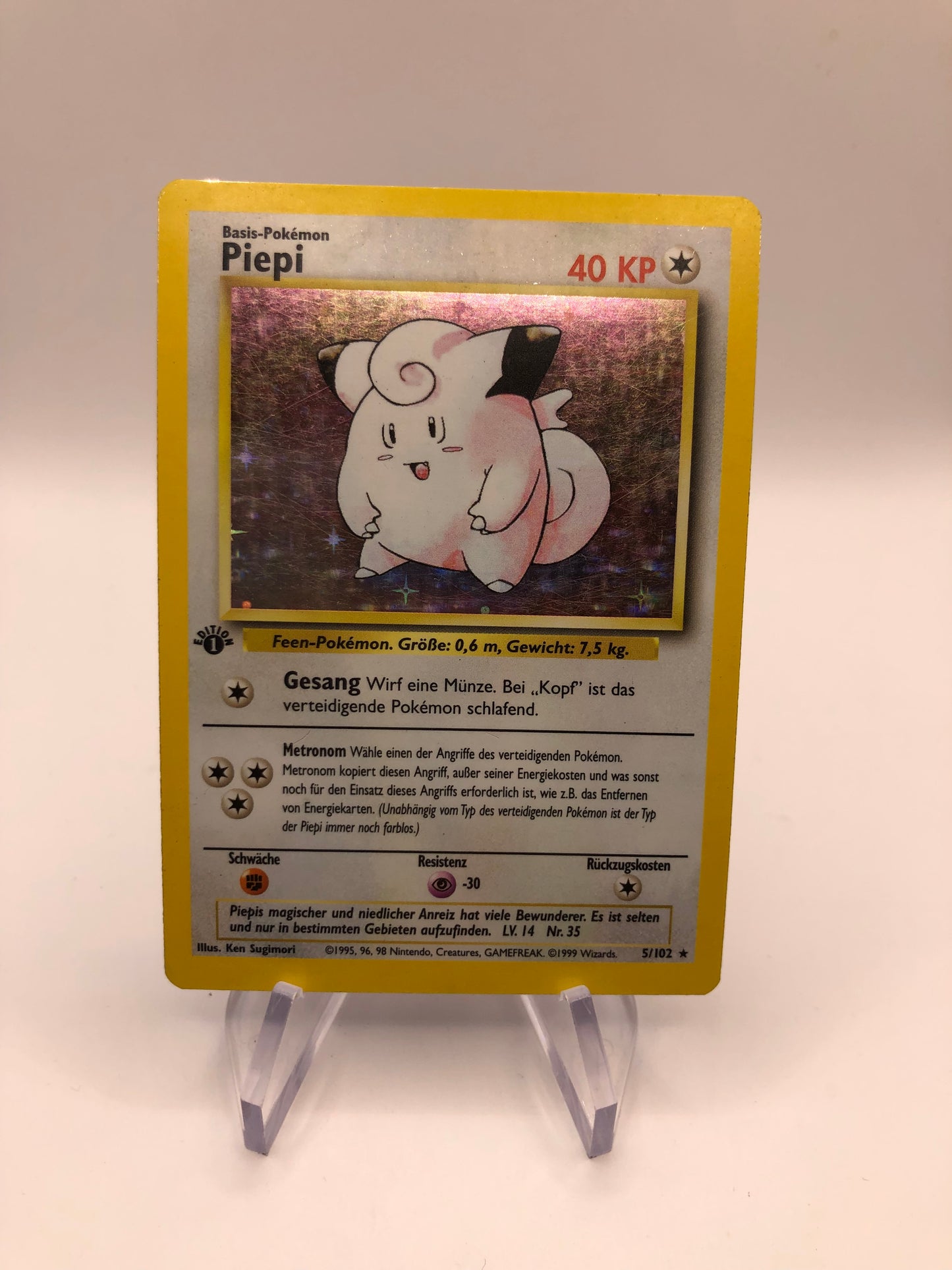 Pokemon Karte Holo 1.Edition Base Set Piepi 5/102 Deutsch