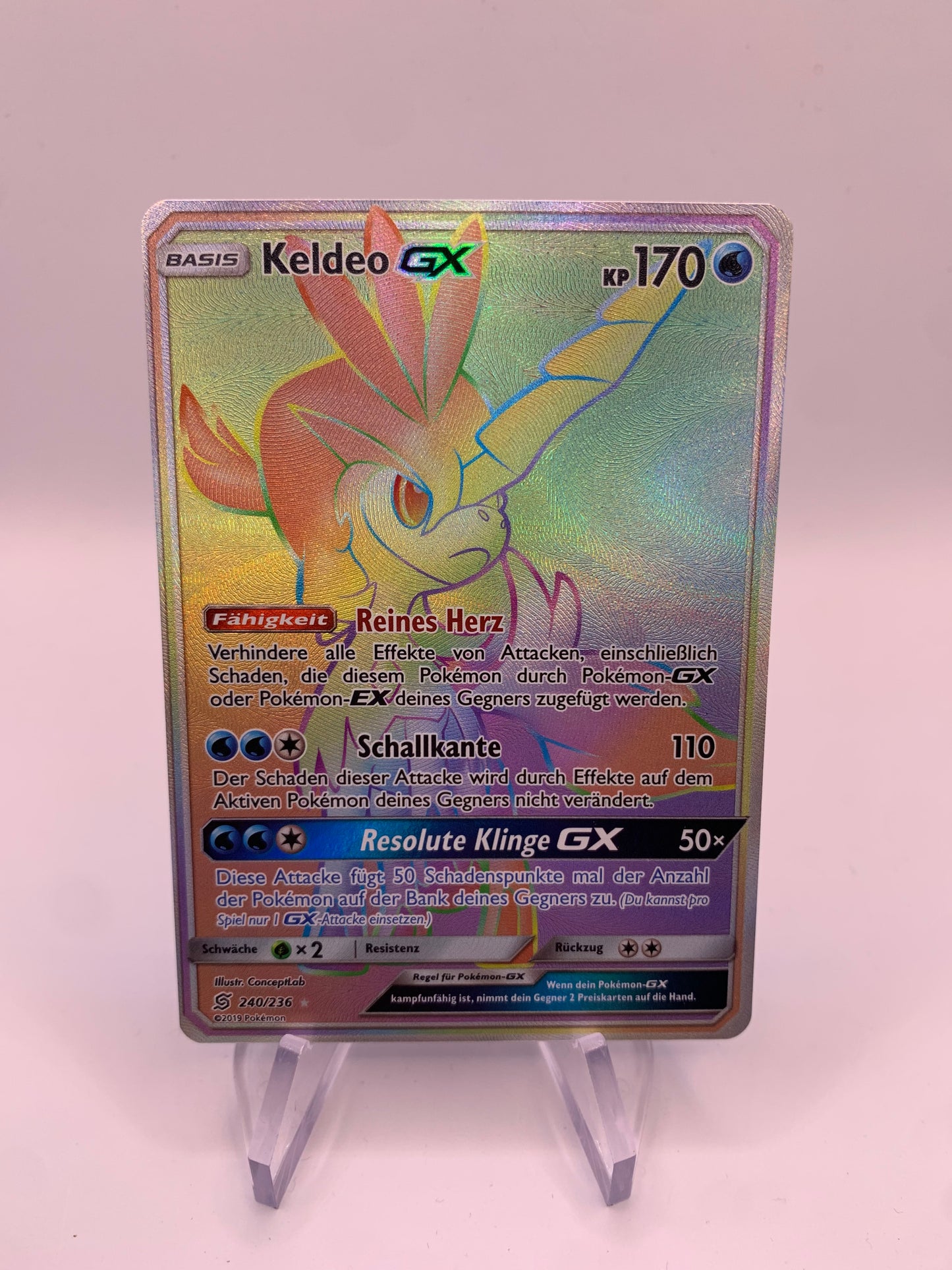 Pokemon Karte Gx Rainbow Keldeo 240/236 Deutsch