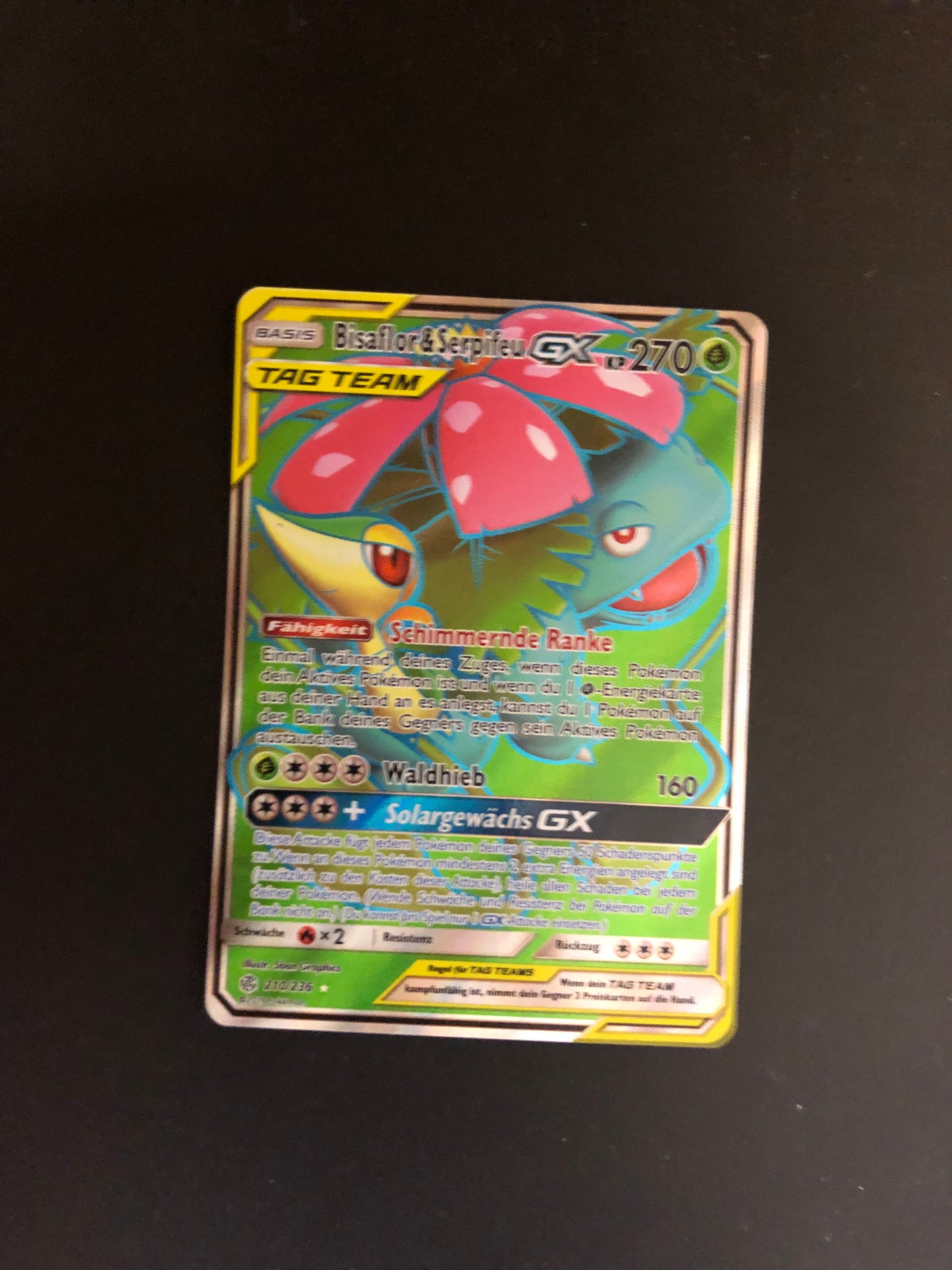 Pokemon Karte GX Tag Team Bisaflor & Serpifeu 1/236 Deutsch