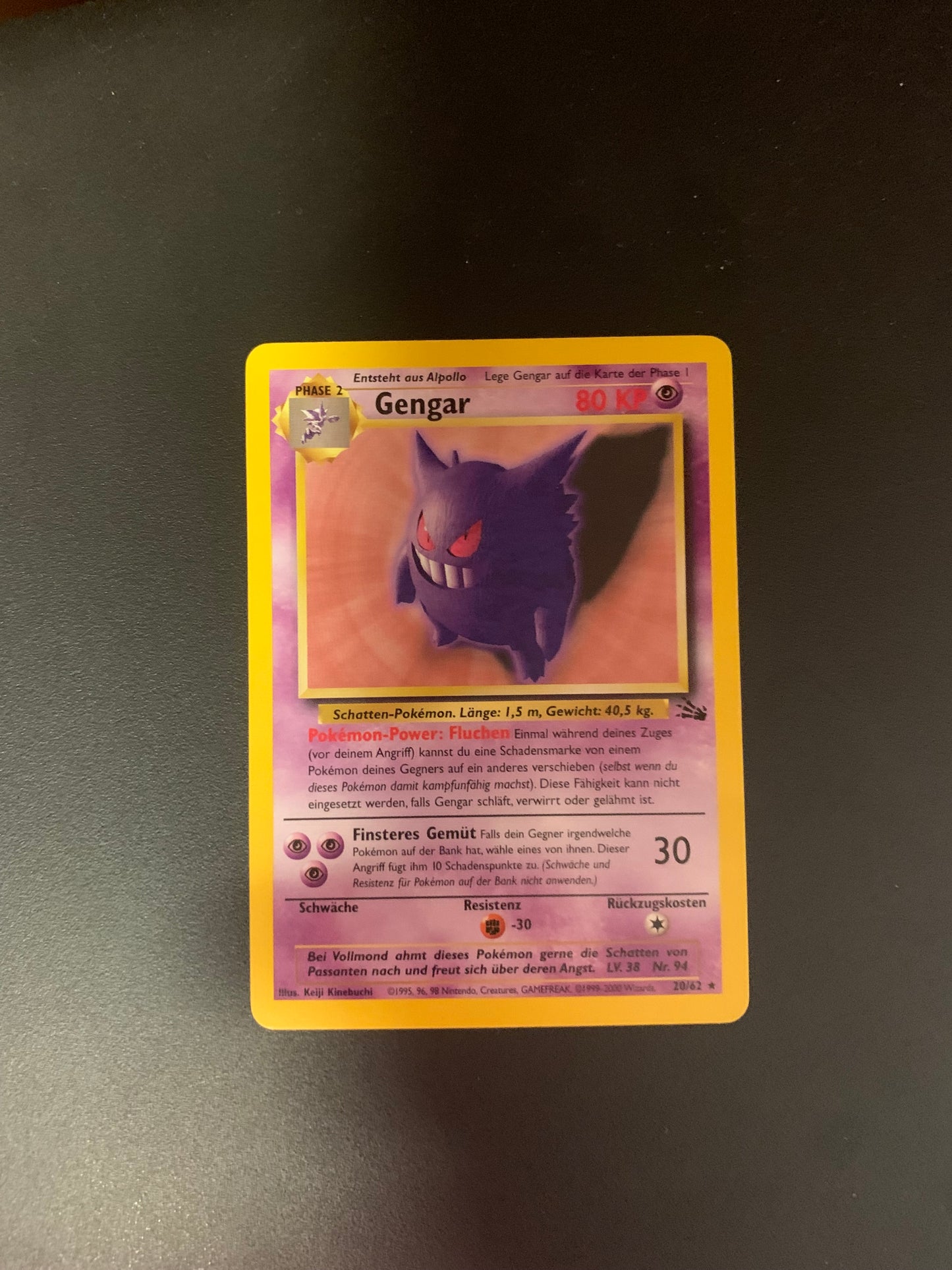 Pokemon Karte Gengar 20/62 Deutsch