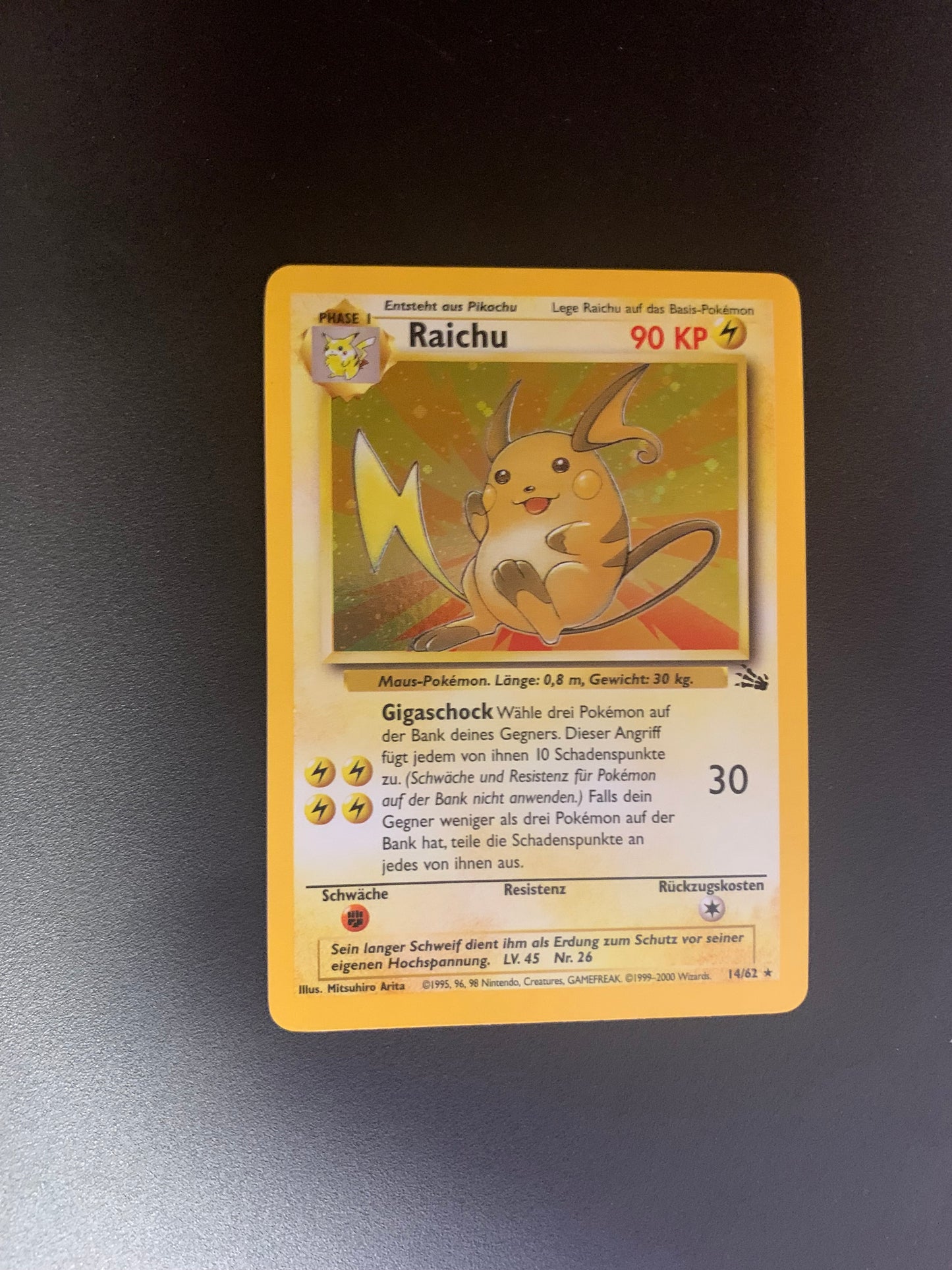 Pokemon Karte Holo Raichu Fossil 14/62 Deutsch