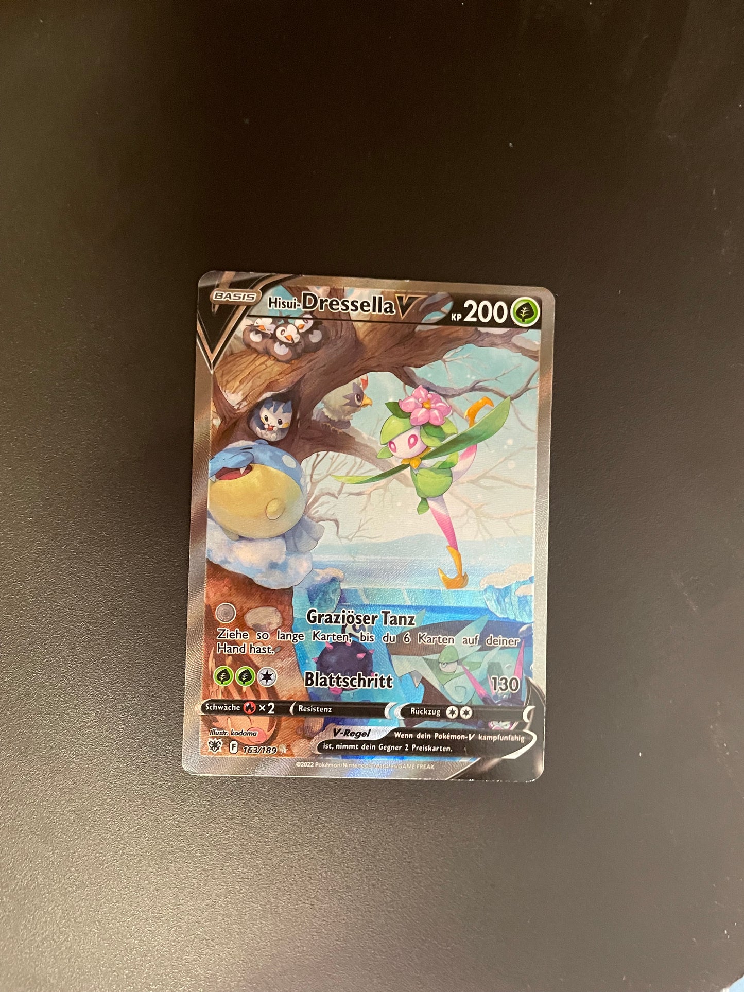 Pokemon Karte V alt Art Hisui-Dressella 163/189 Englisch