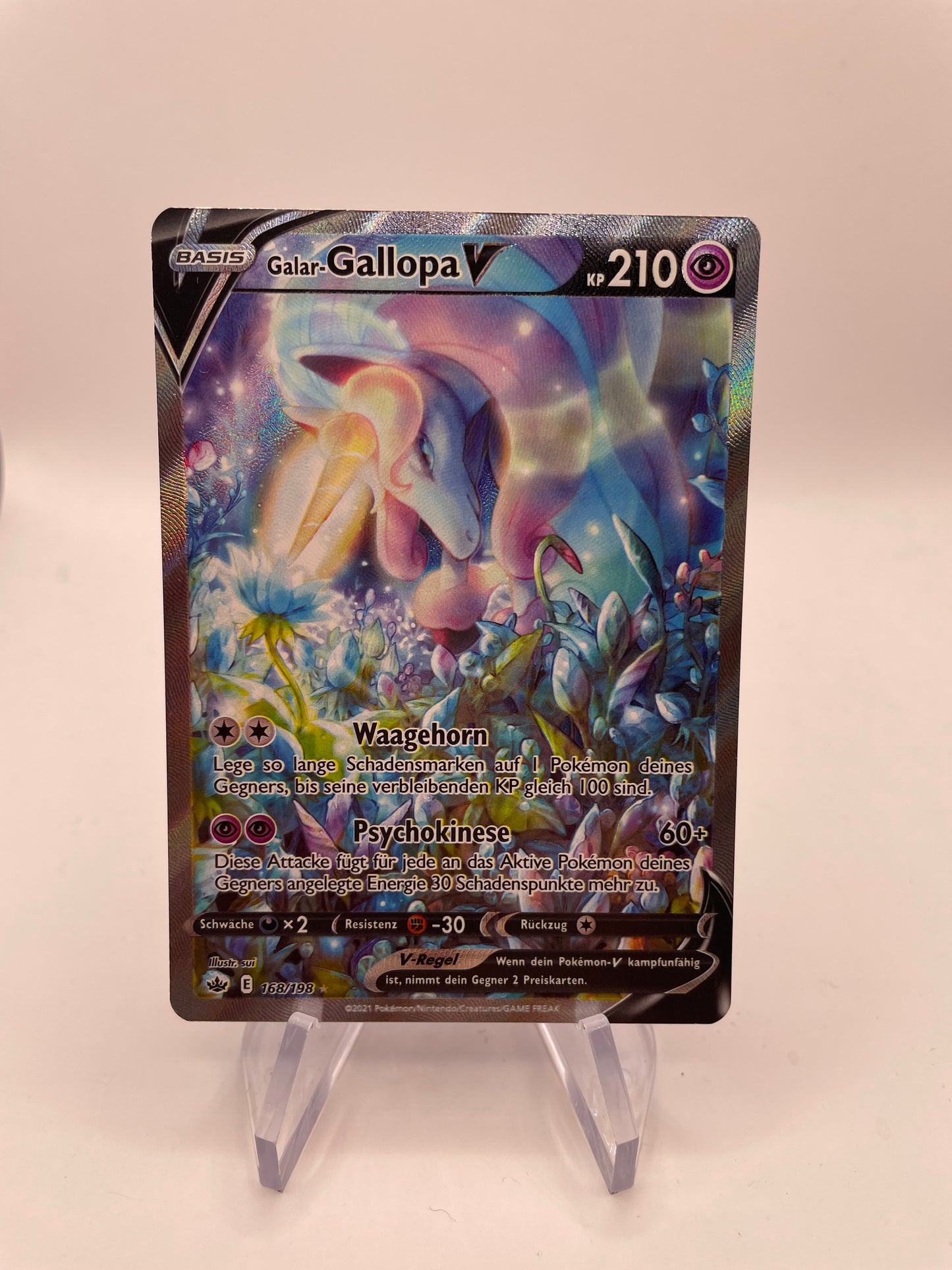 Pokemon Karte V Fullart Galar-Gallopa 168/198 Deutsch