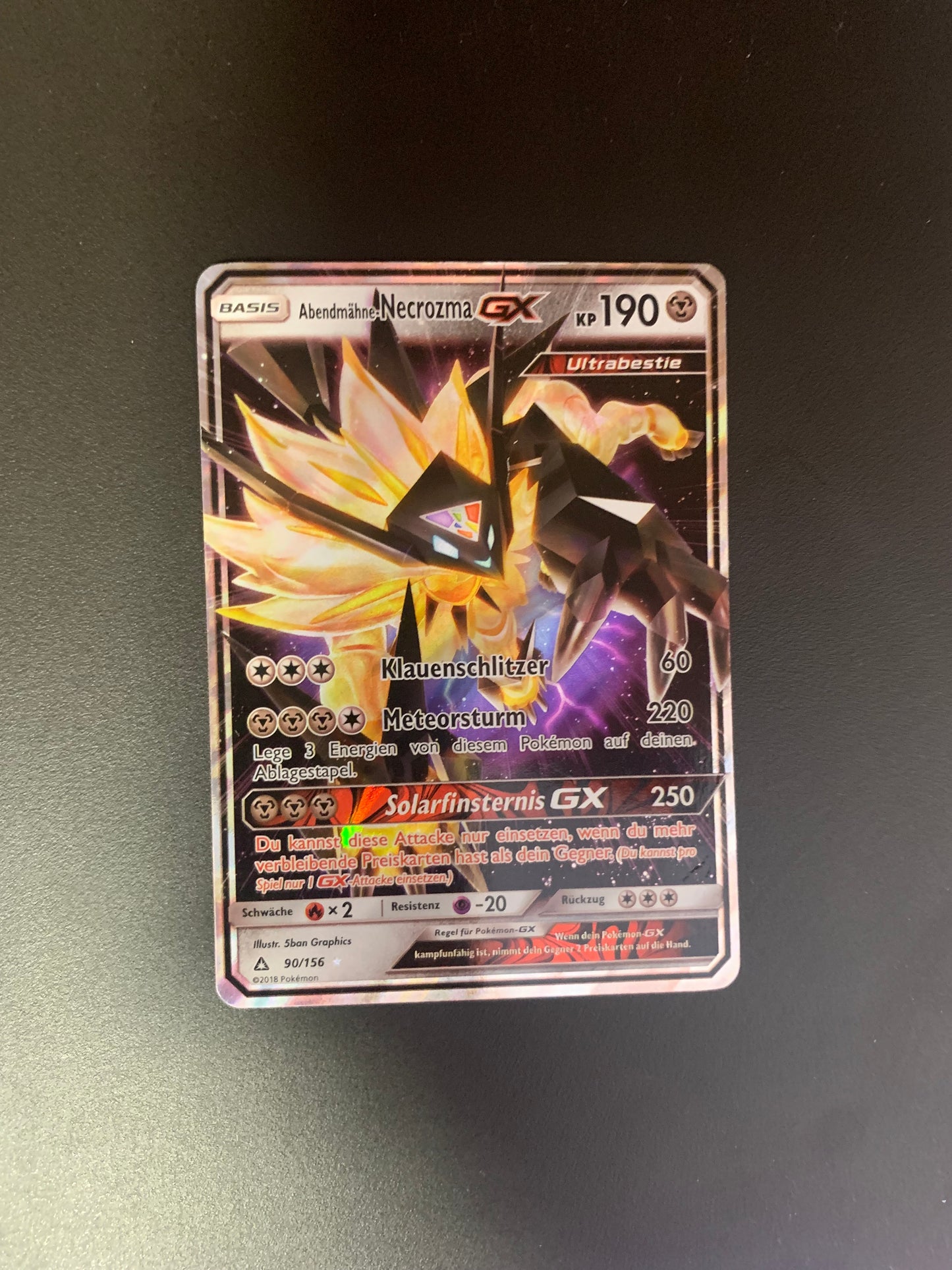 Pokemon Karte GX Abendmähne Necrozma 90/156 Deutsch