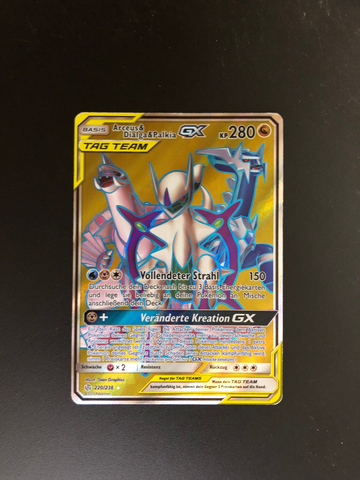 Pokemon Karte GX Tag Team Arceus&Dialga&Palkia 220/236 Deutsch