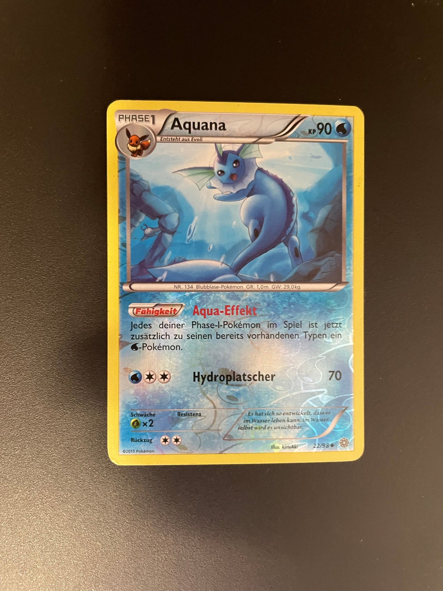 Pokemon Karte Revers Aquana 22/98 Deutsch