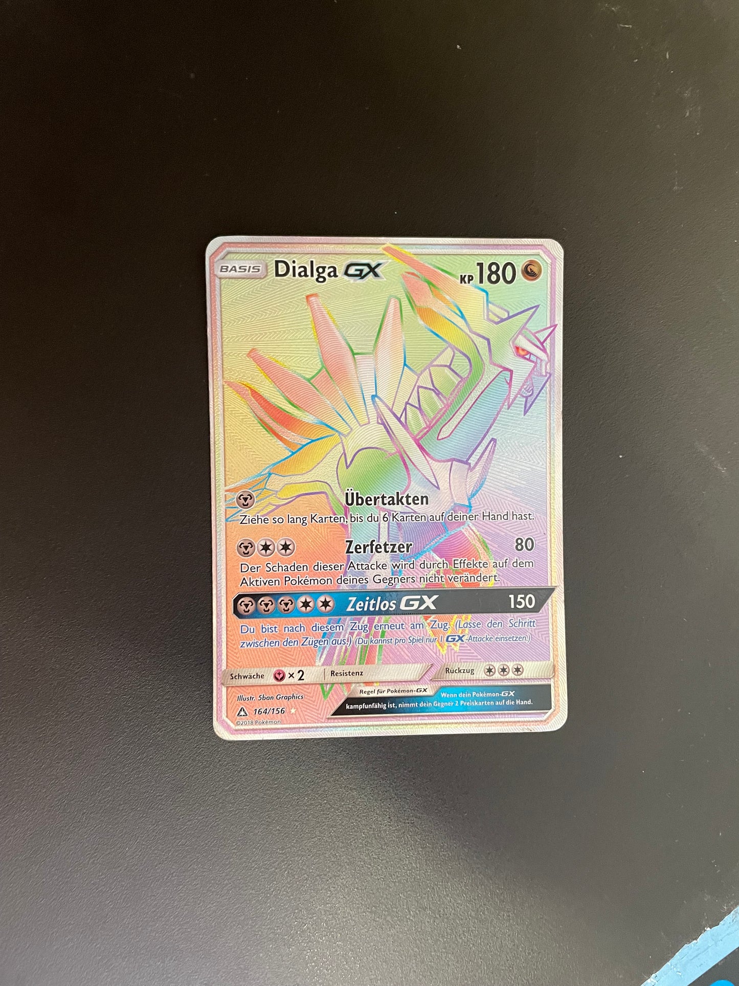 Pokemon Karte GX Rainbow Dialga 164/156 Deutsch