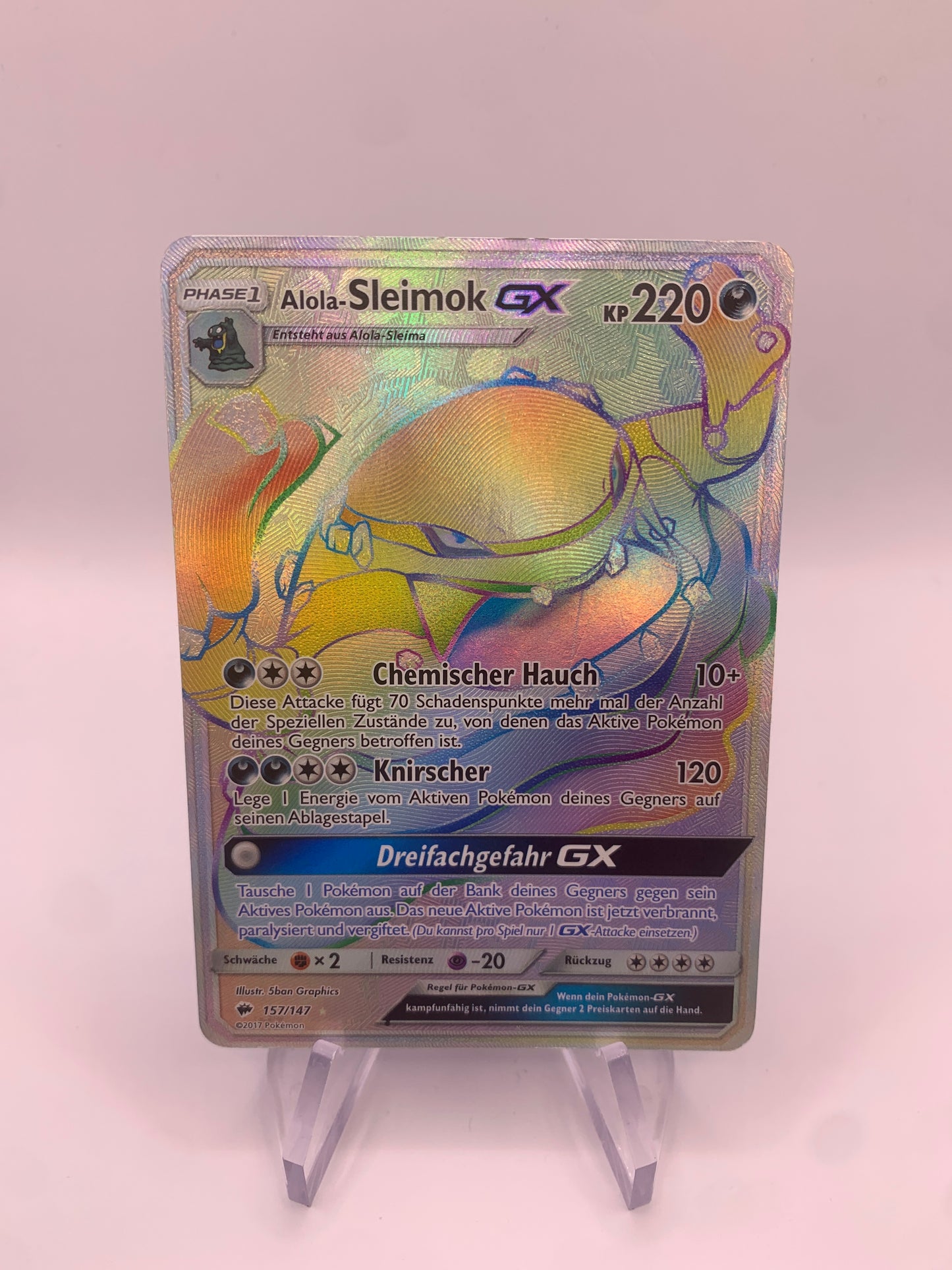 Pokemon Karte GX Rainbow Alola-Sleimok 157/147 Deutsch