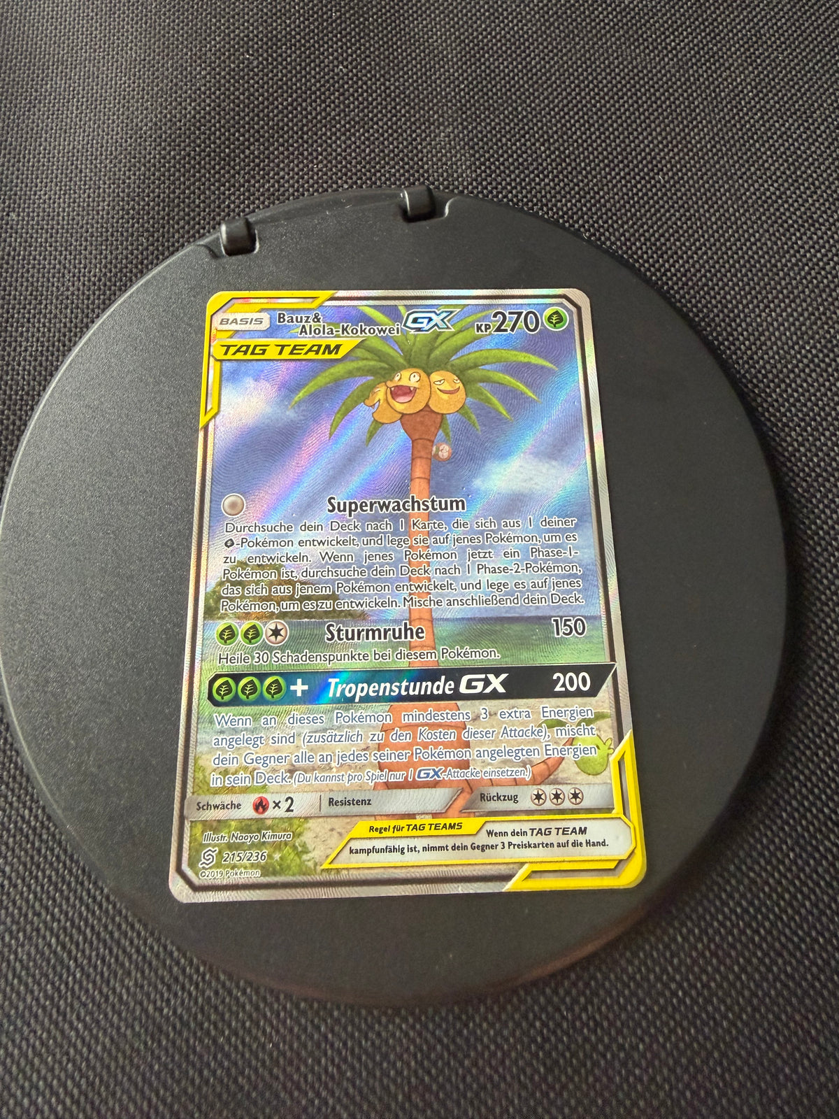 Pokemon Karte Tag Team GX Bauz&Alola-Kokowei 215/236 Deutsch