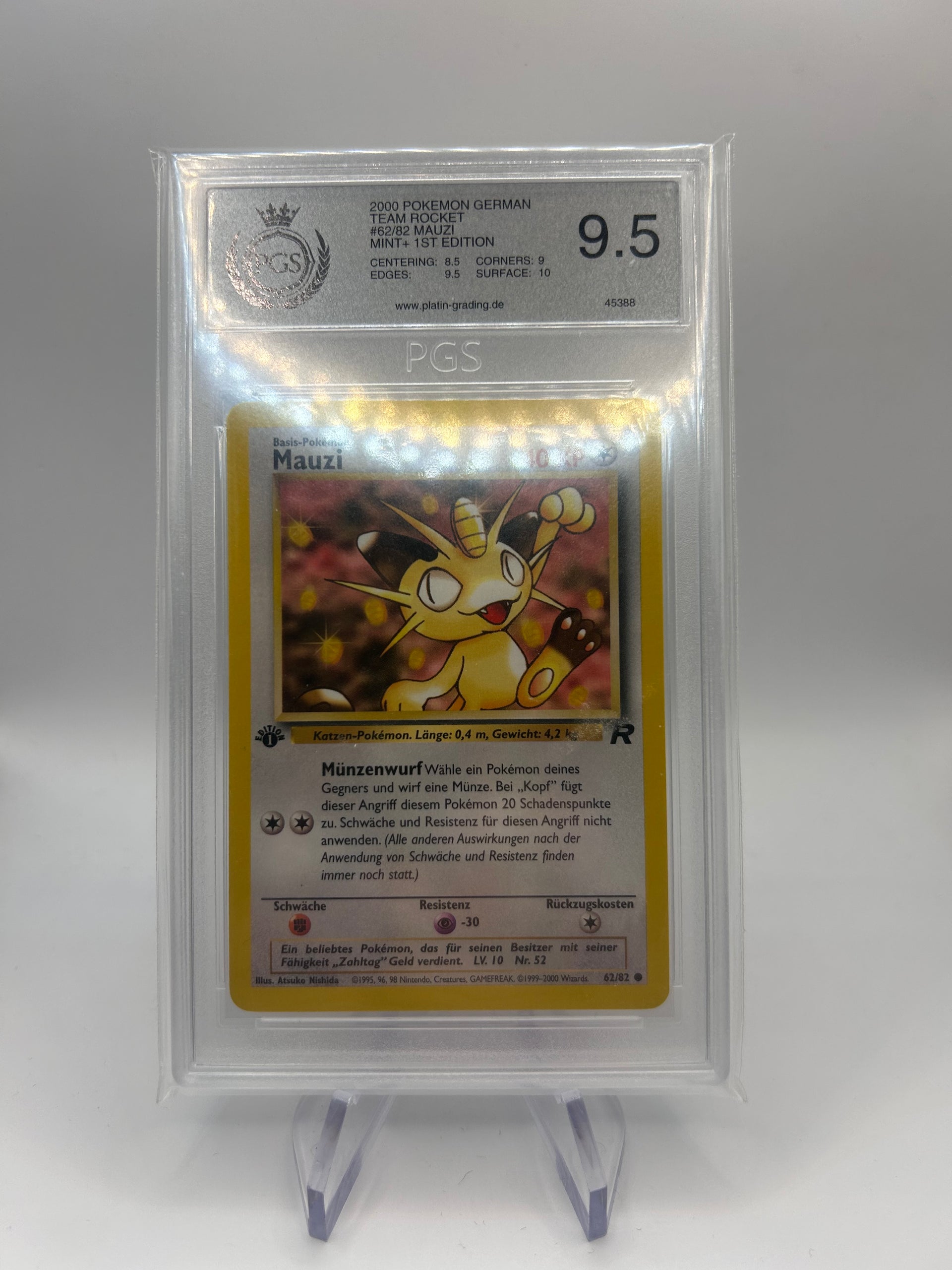 Pokemon Karte PGS 9,5 1st Edition Mauzi 62/82 Deutsch – SHPNPokestore