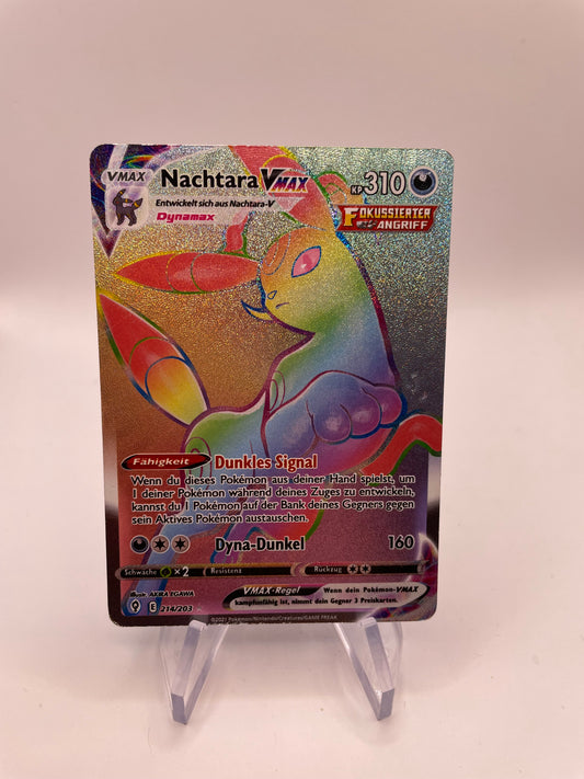 Pokemon Karte Vmax Rainbow Nachtara 214/203 Deutsch