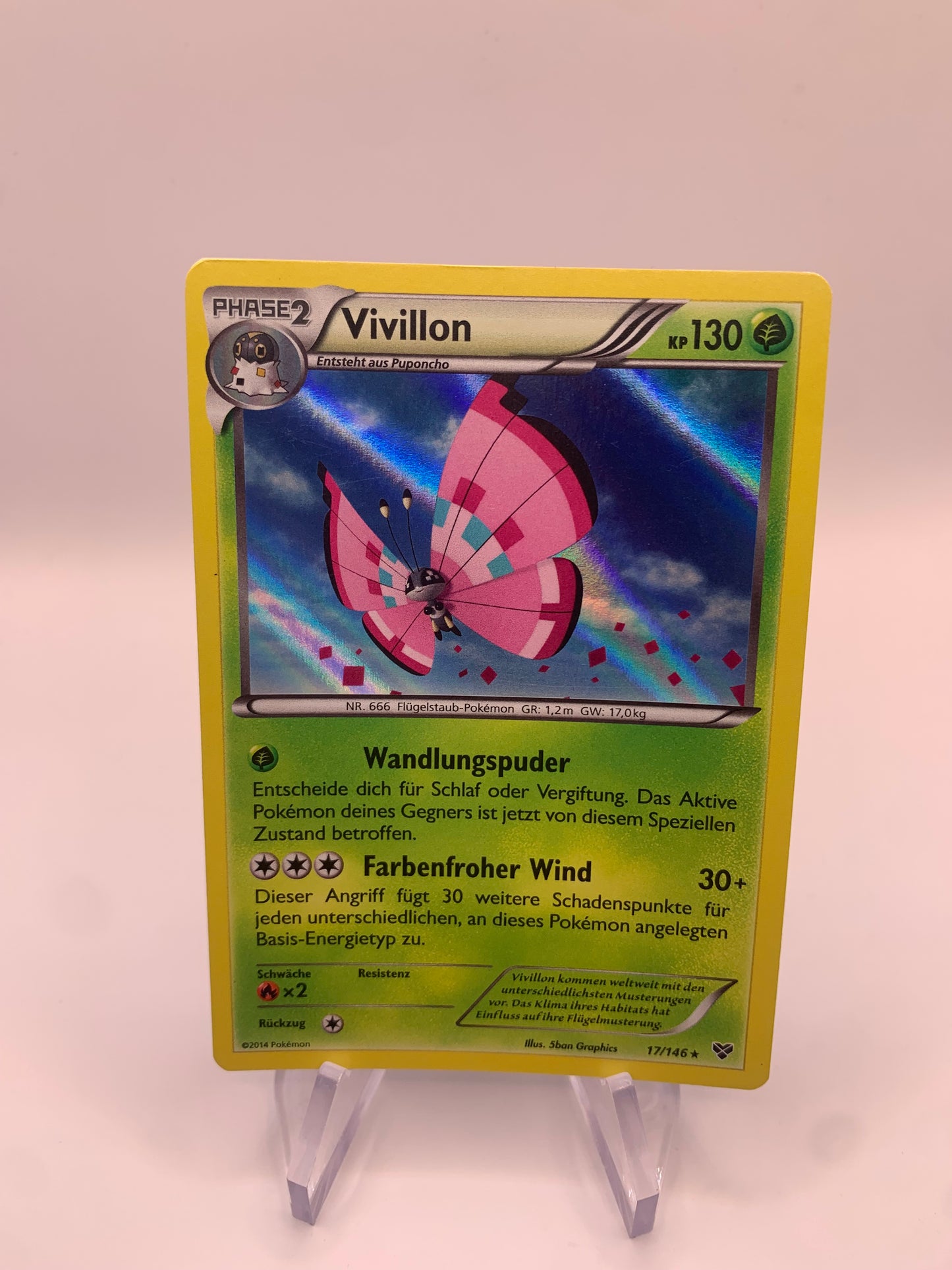 Pokemon Karte Holo Vivillon Pink 17/146 Deutsch