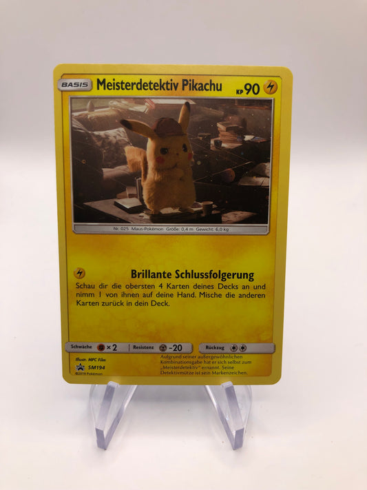 Pokemon Karte Holo Promo Meisterdetektiv Pikachu SM194 Deutsch