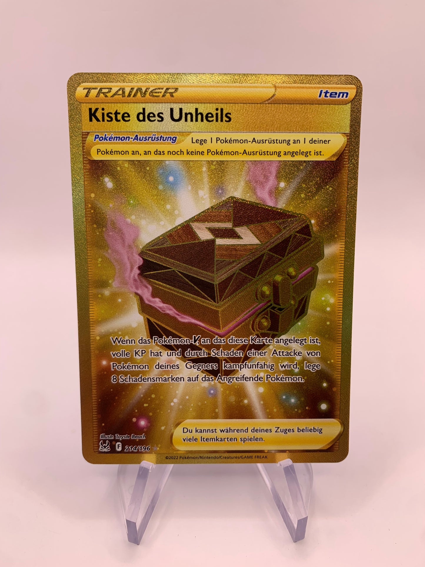 Pokemon Karte Gold Trainer Kiste des Unheils 214/196 Deutsch