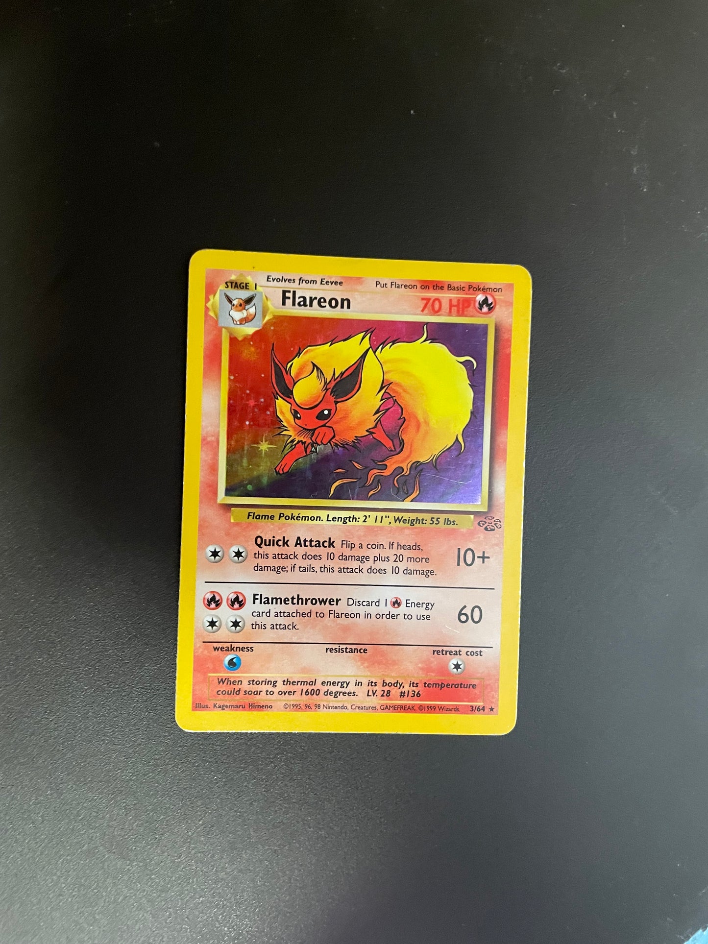 Pokemon Karte Holo Flamara 3/64 Englisch