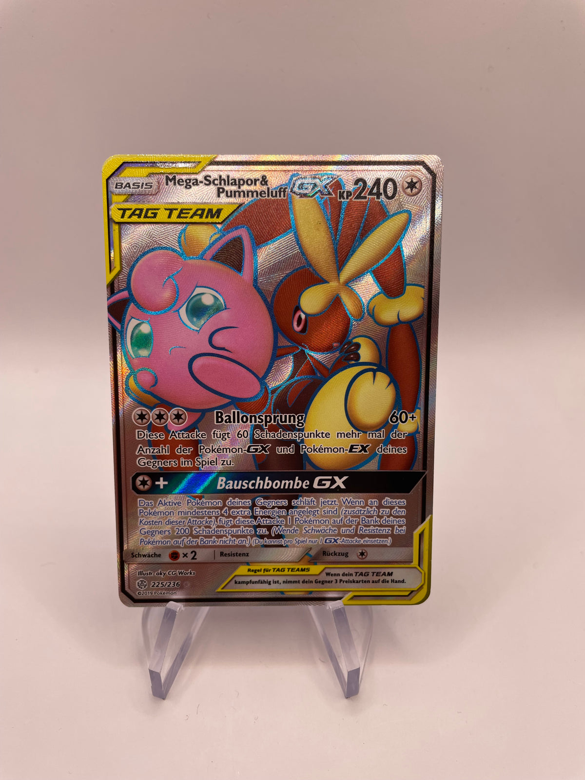 Pokemon Karte GX Tag Team Mega-Schlapor & Pummeluff 225/236 Deutsch