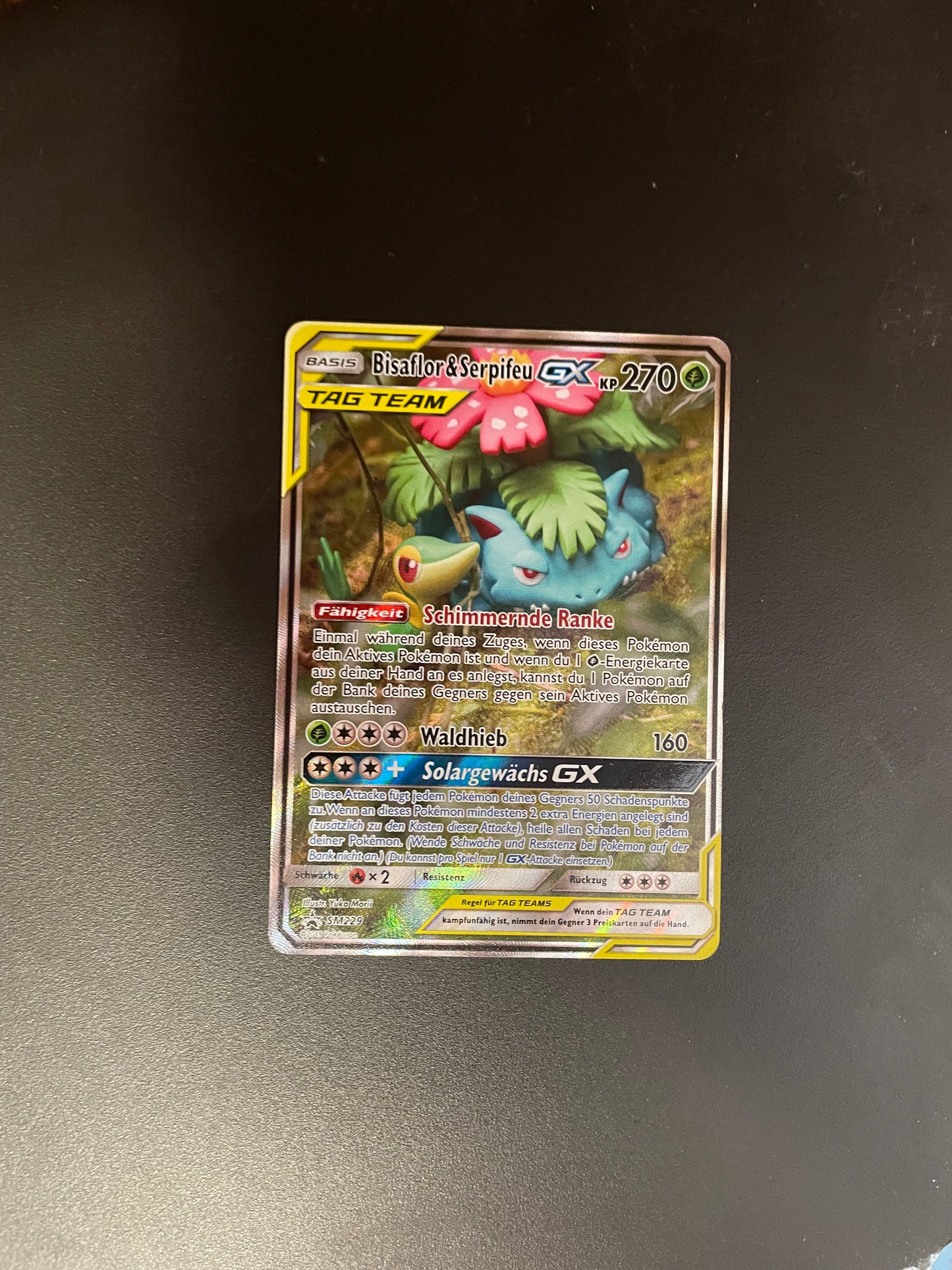 Pokemon Karte Tag Team GX Promo Bisaflor & Serpifeu SM229 Deutsch