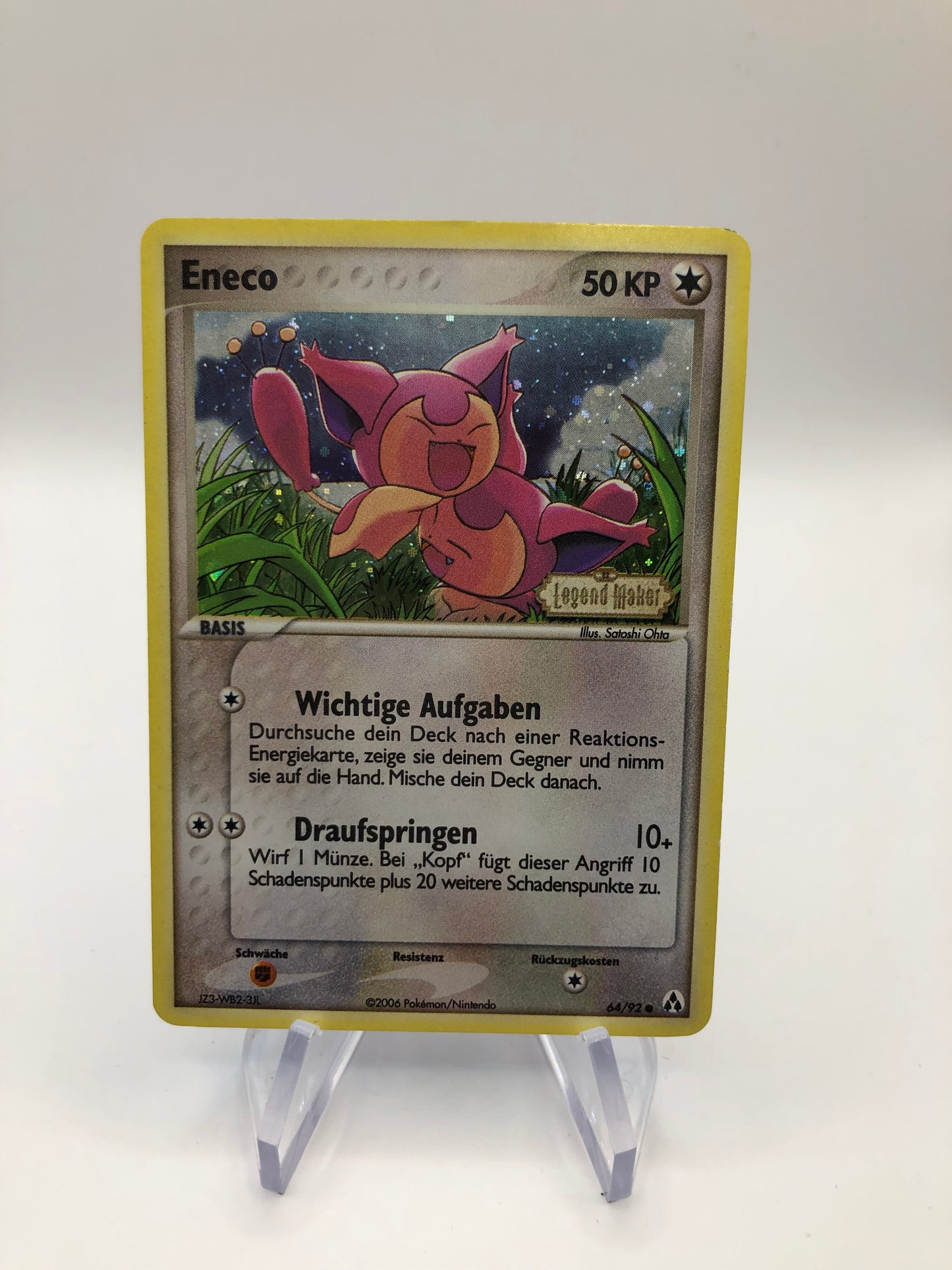 Pokemon Karte Revers Stamp Eneco 64/92 Deutsch