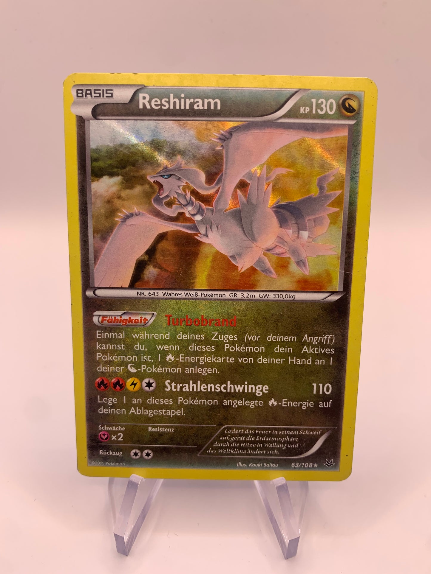 Pokemon Karte Holo Reshiram 63/108 Deutsch