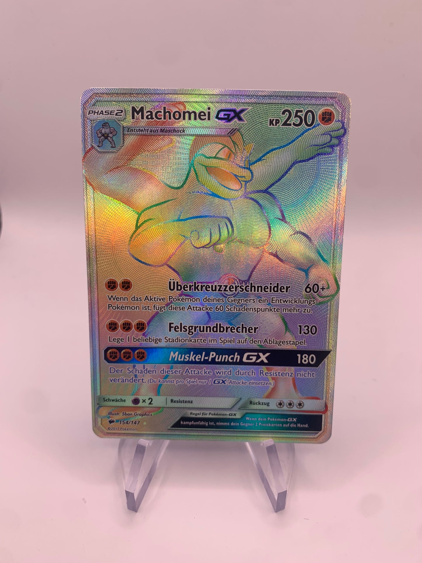 Pokemon Karte Gx Rainbow Machomei 154/147 Deutsch