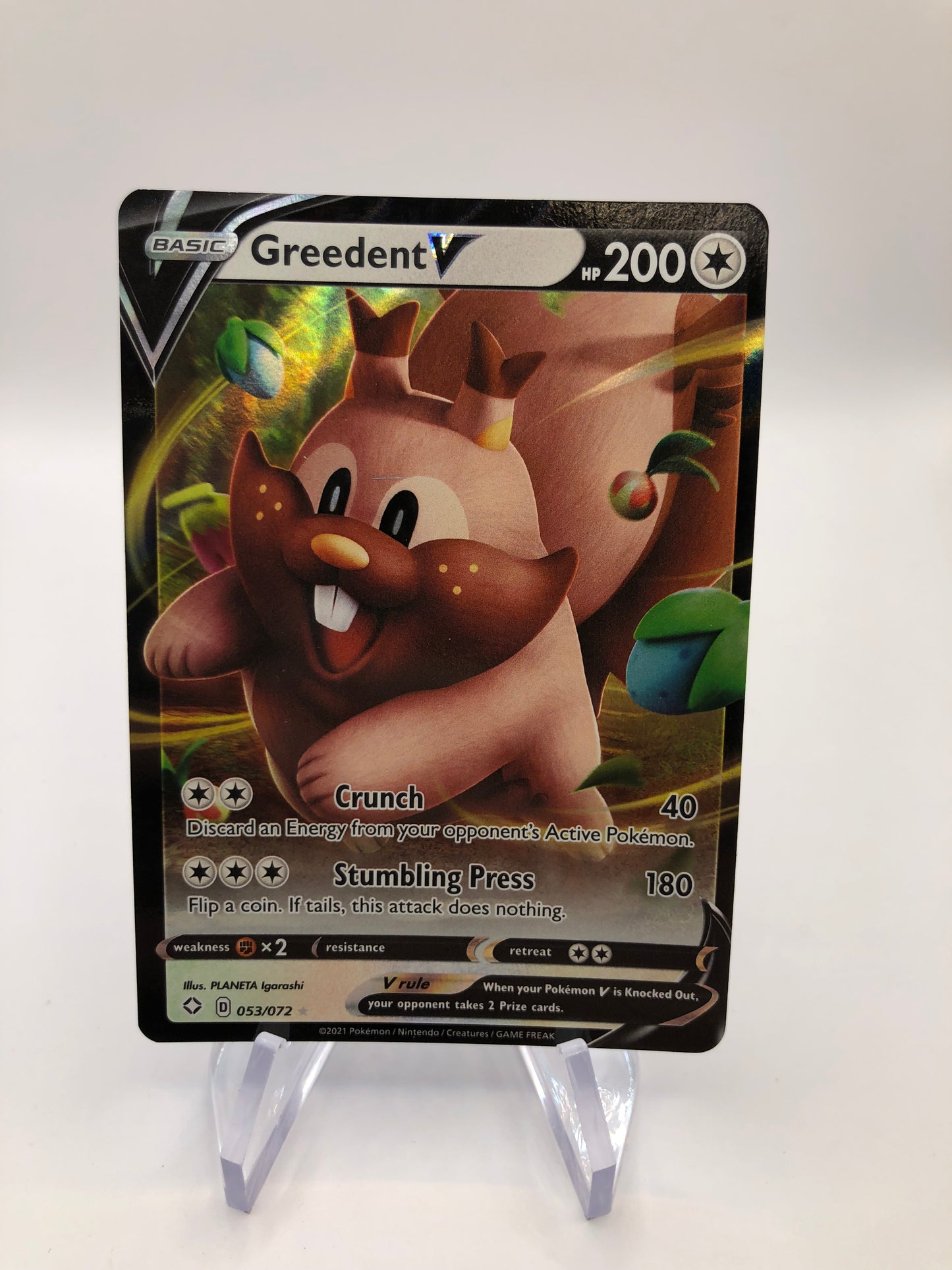 Pokemon Karte V Greedent 53/72 Englisch