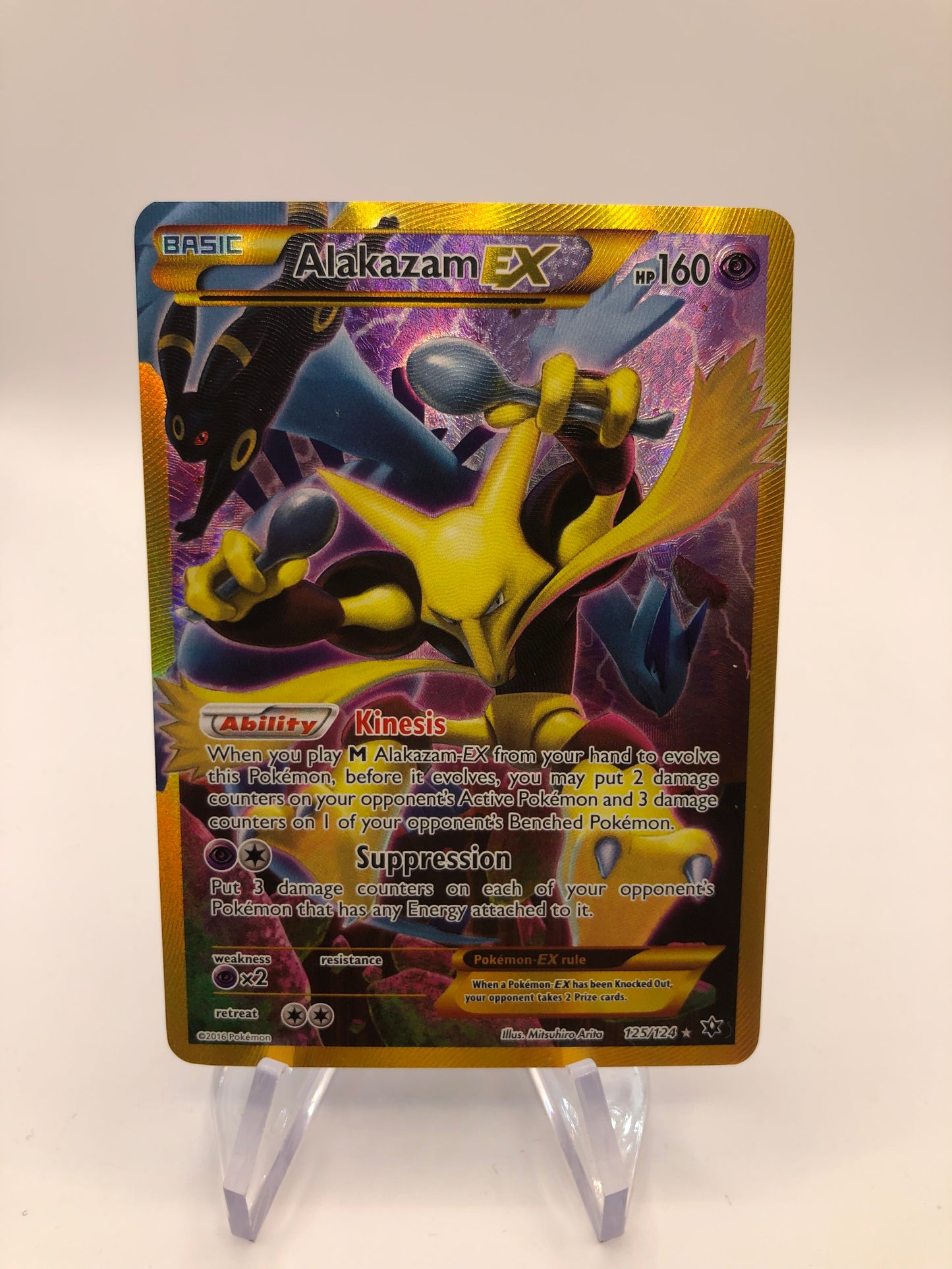 Pokemon Karte EX Alt-Art Alakazam 125/124 Englisch