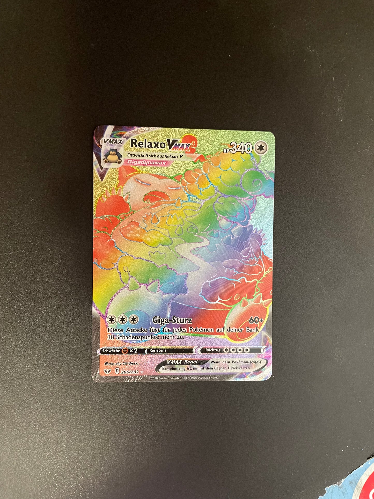 Pokemon Karte Vmax Rainbow Relaxo 206/202 Deutsch