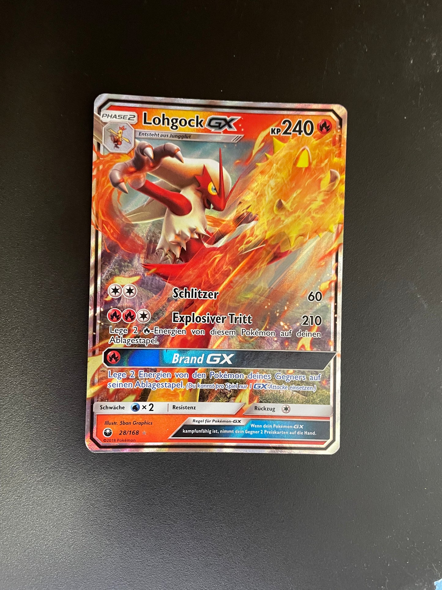 Pokemon Karte GX Lohgock 28/168 Deutsch