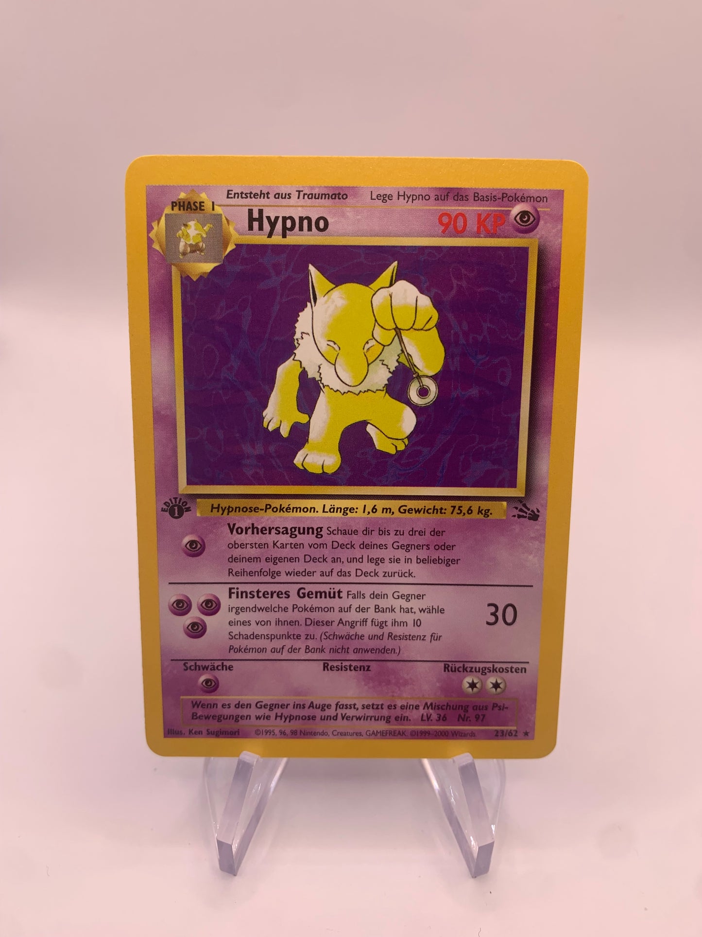 Pokemon Karte 1.Edition Hypno 23/62 Deutsch