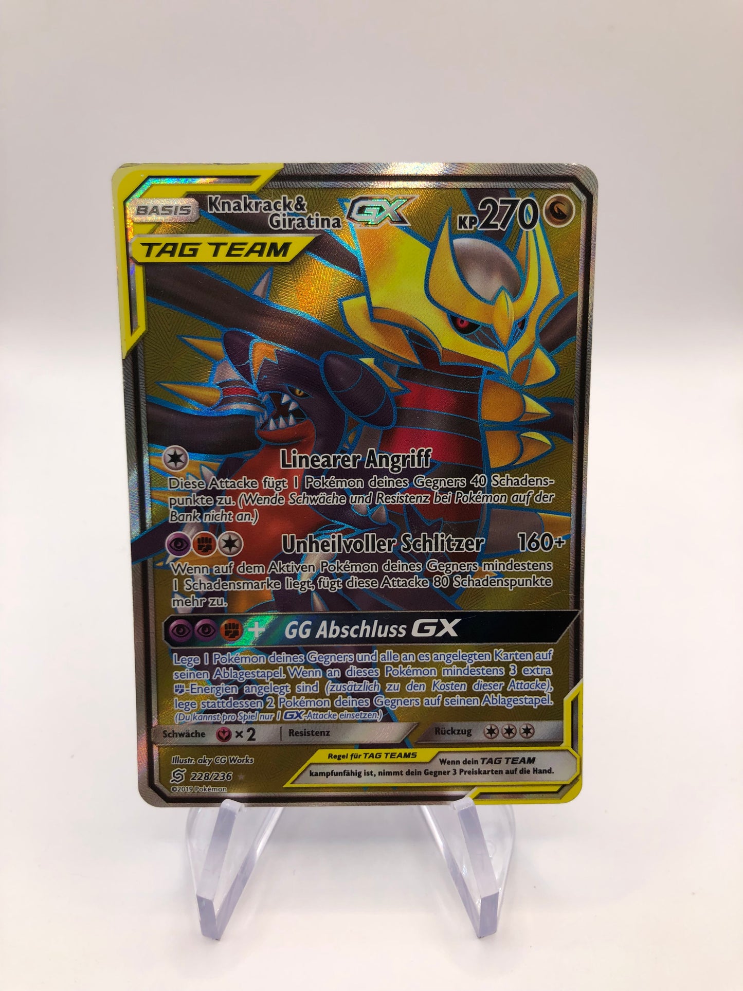Pokemon Karte GX Tag Team Knakrack & Giratina 228/236 Deutsch