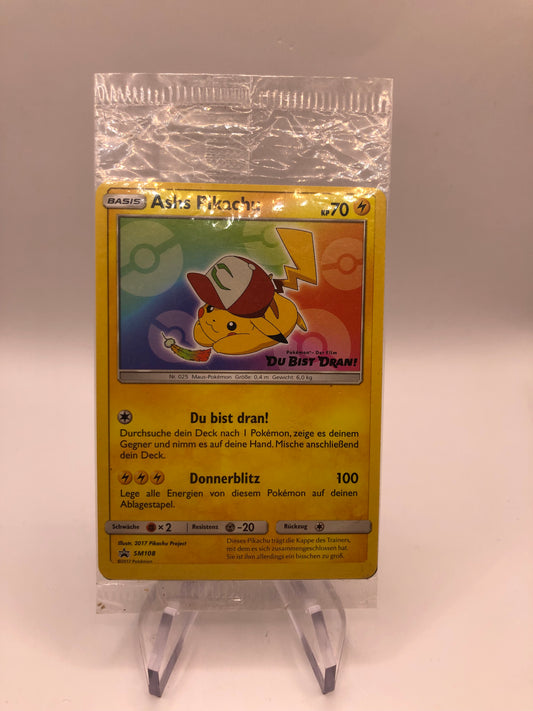 Pokemon Karte OVP Promo Ashs Pikachu SM108 Deutsch