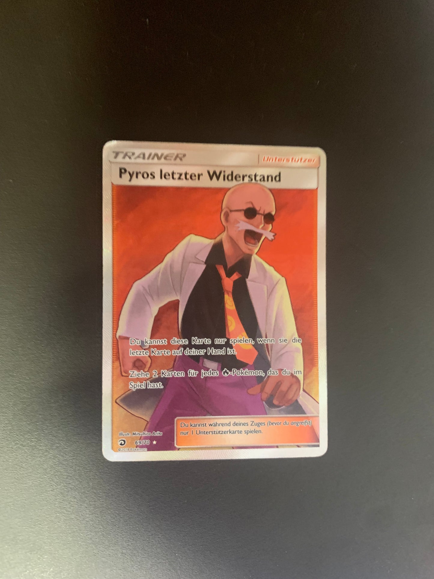 Pokemon Karte Trainer Fullart Pyros letzter Widerstand 69/70 Deutsch