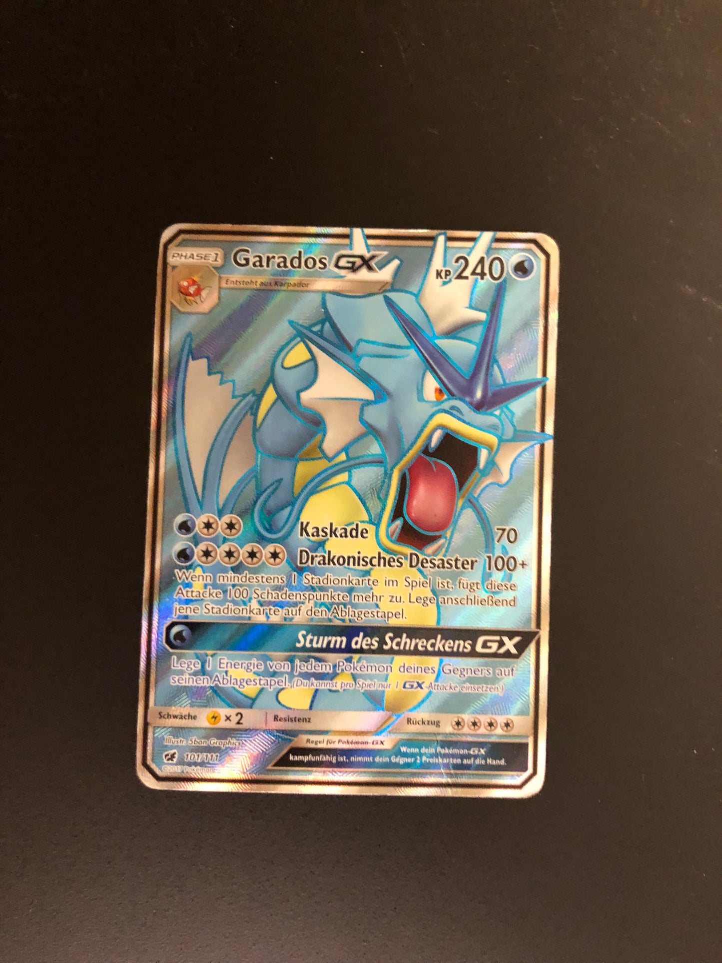 Pokemon Karte GX Fullart Garados 101/111 Deutsch
