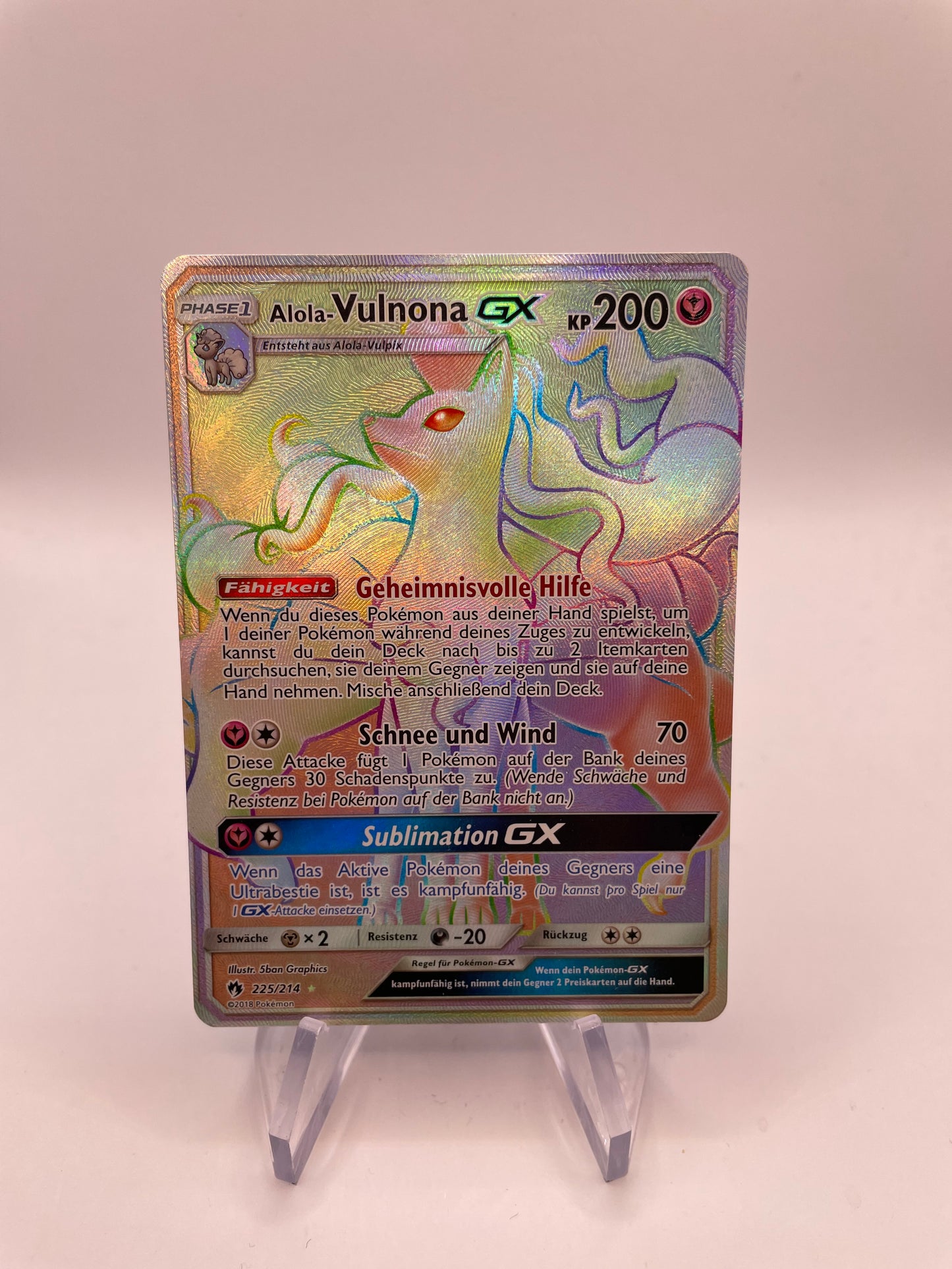 Pokemon Karte GX Rainbow Alola-Vulnona 225/214 Deutsch