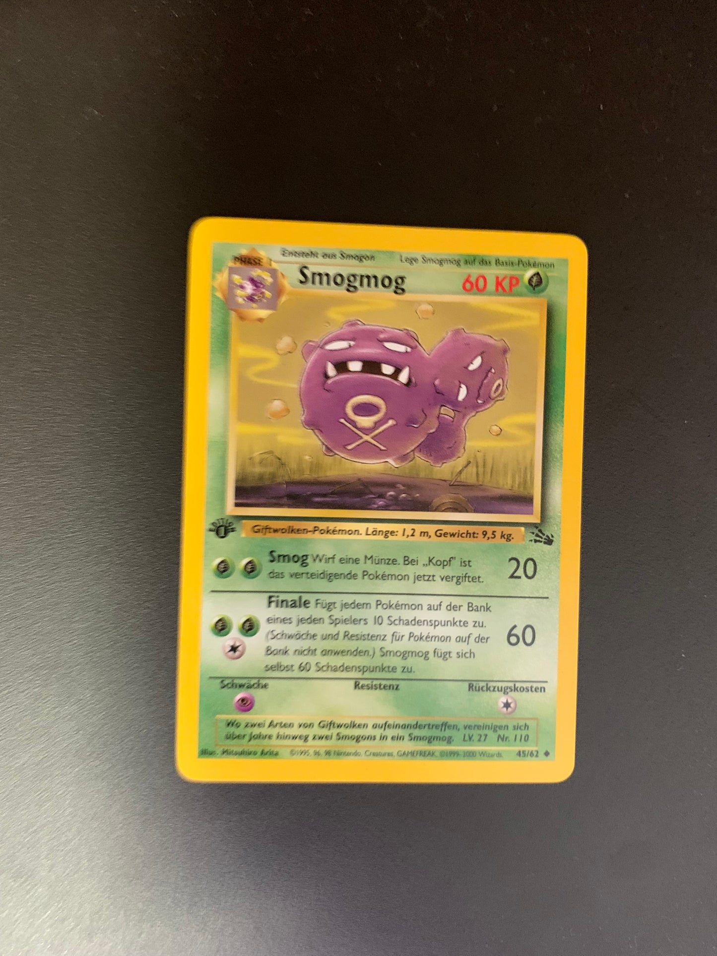 Pokemon Karte 1.Edition Fossil Smogmog 45/62 Deutsch