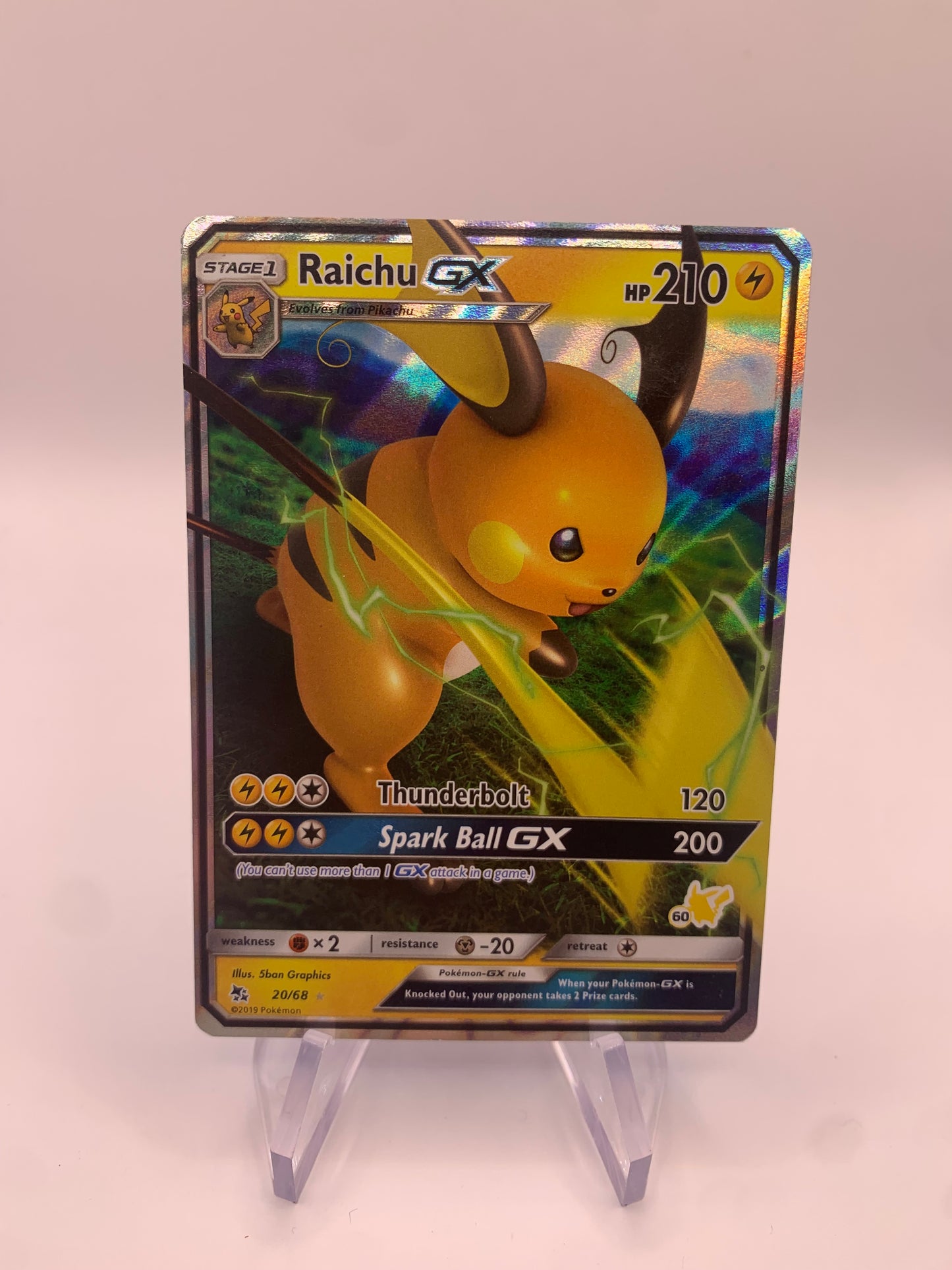 Pokemon Karte GX Raichu 20/68 Deutsch