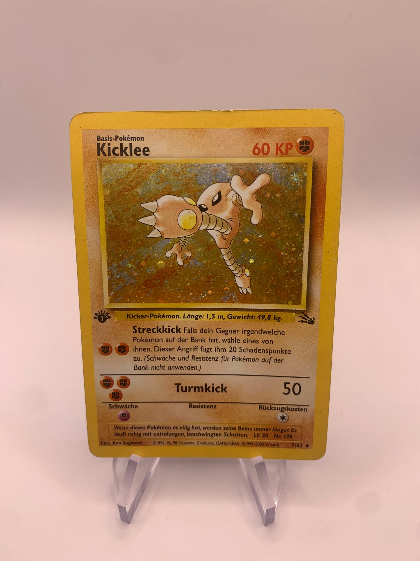 Pokemon Karte Holo 1st Edition Kicklee 7/62 Deutsch